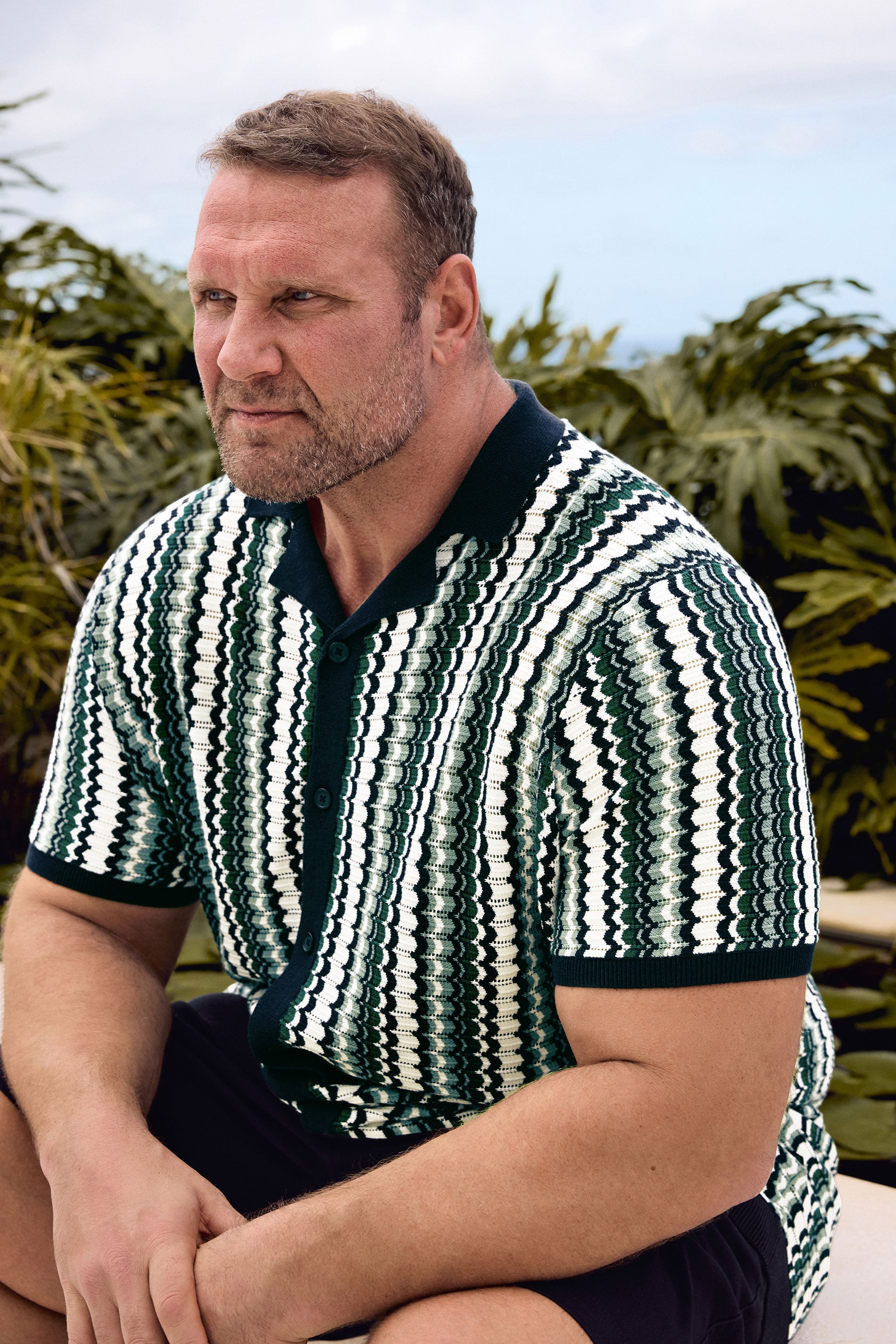 BadRhino Big & Tall Blue & Green Knitted Revere Collar Shirt | BadRhino 3
