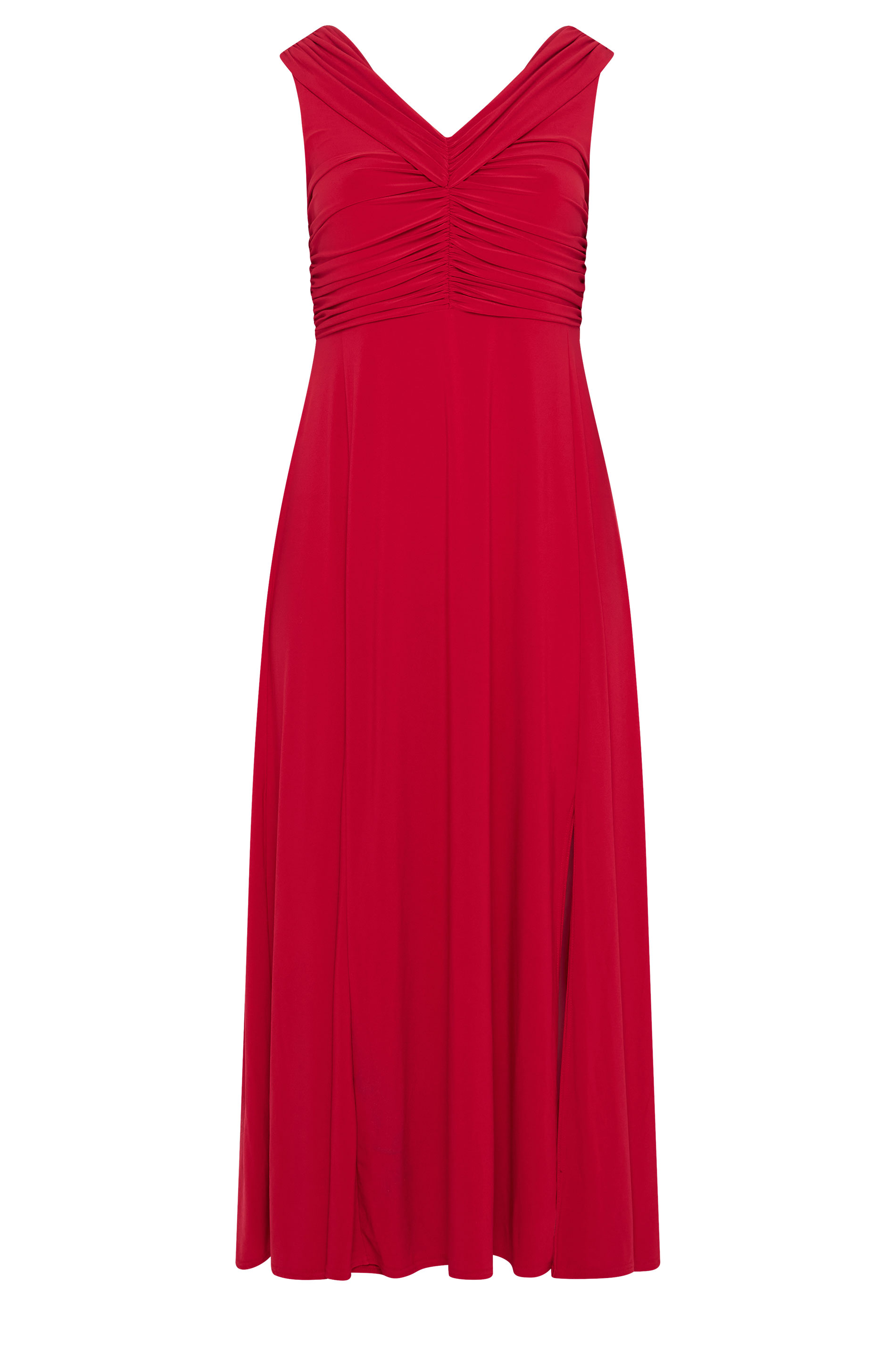 YOURS LONDON Plus Size Red Bardot Maxi Dress | Yours Clothing 5