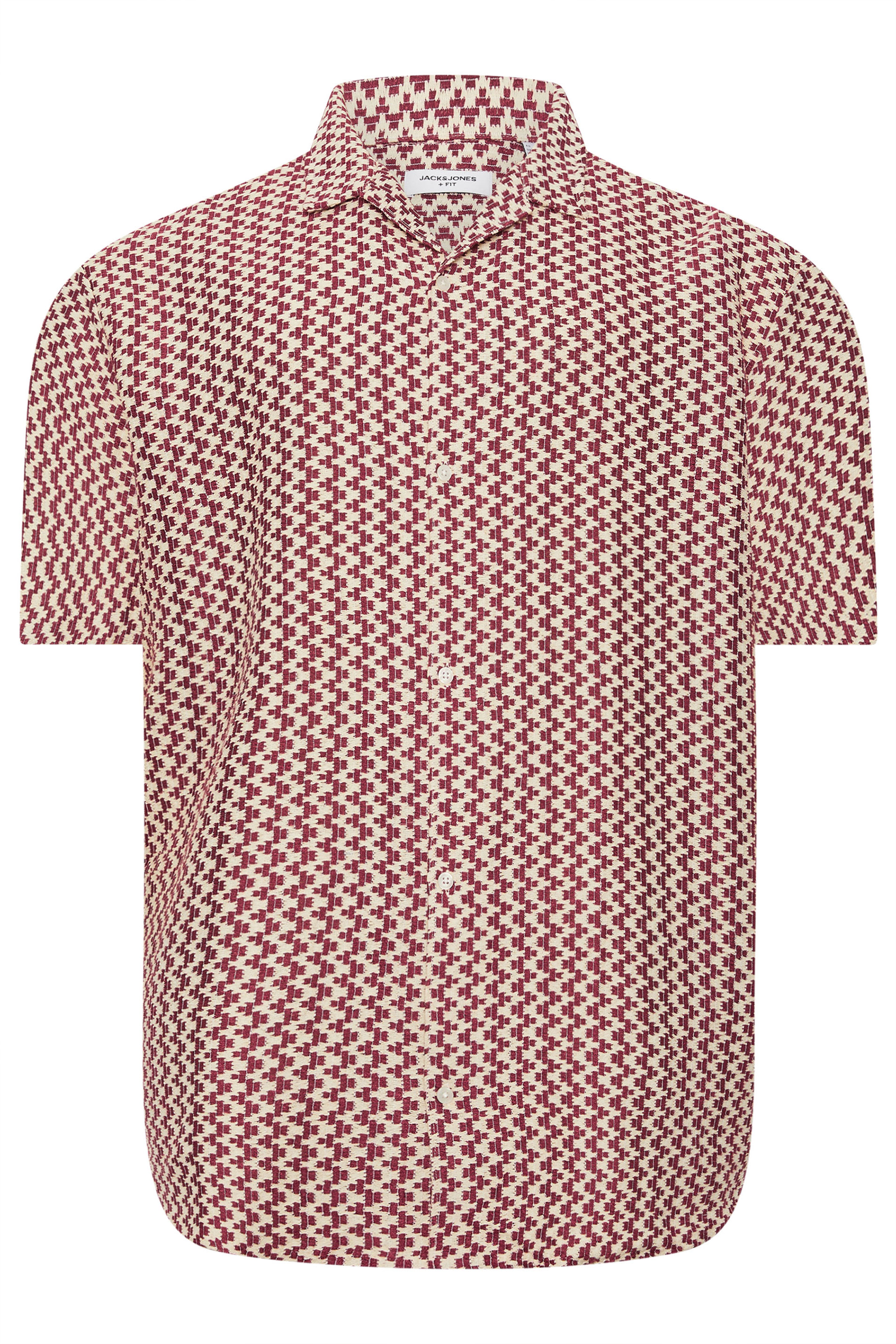 JACK & JONES Big & Tall Cabernet Red Crochet Shirt | BadRhino 2
