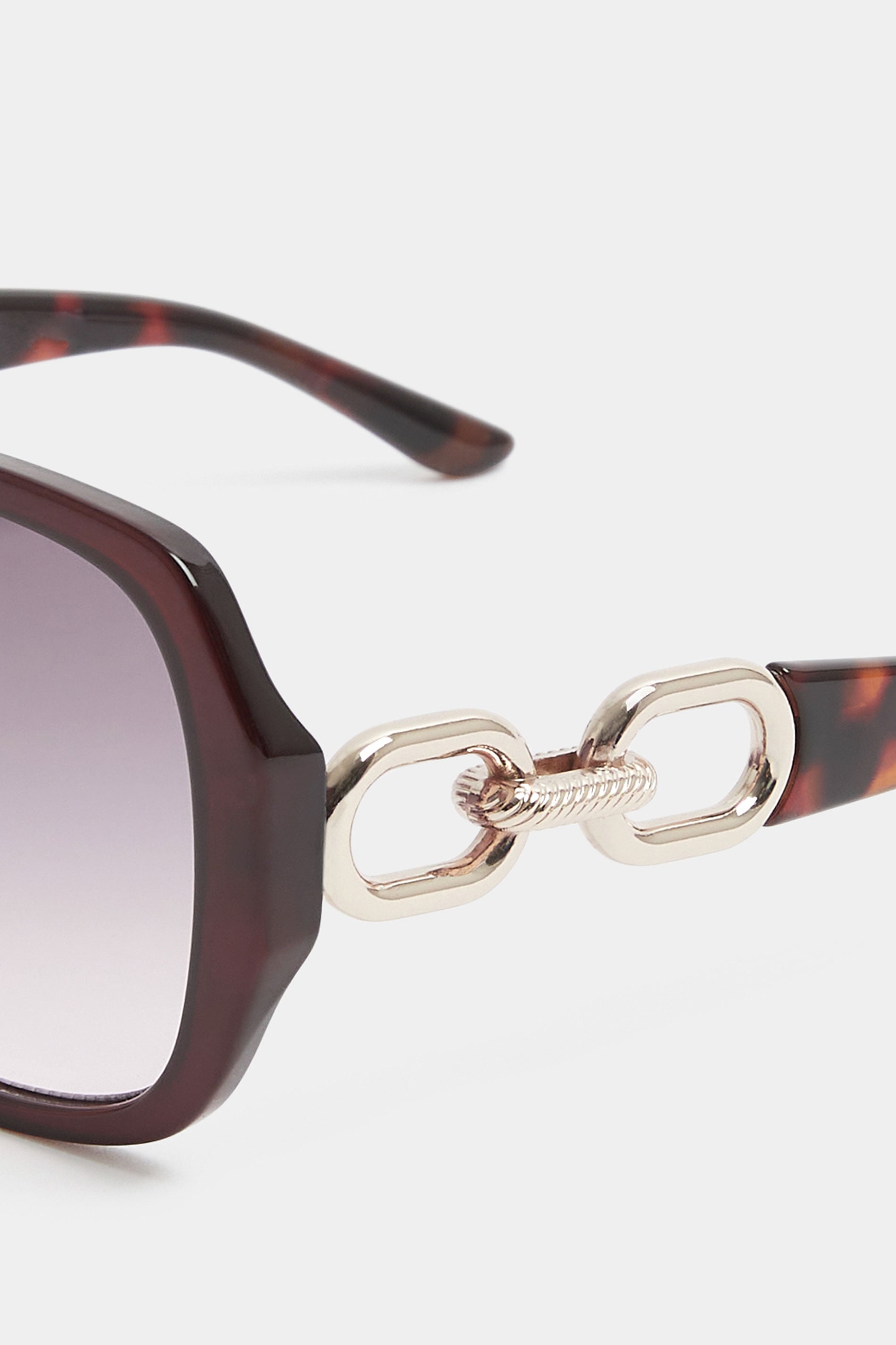 Brown Chain Oversized Sunglasses | Yours Clothing 4