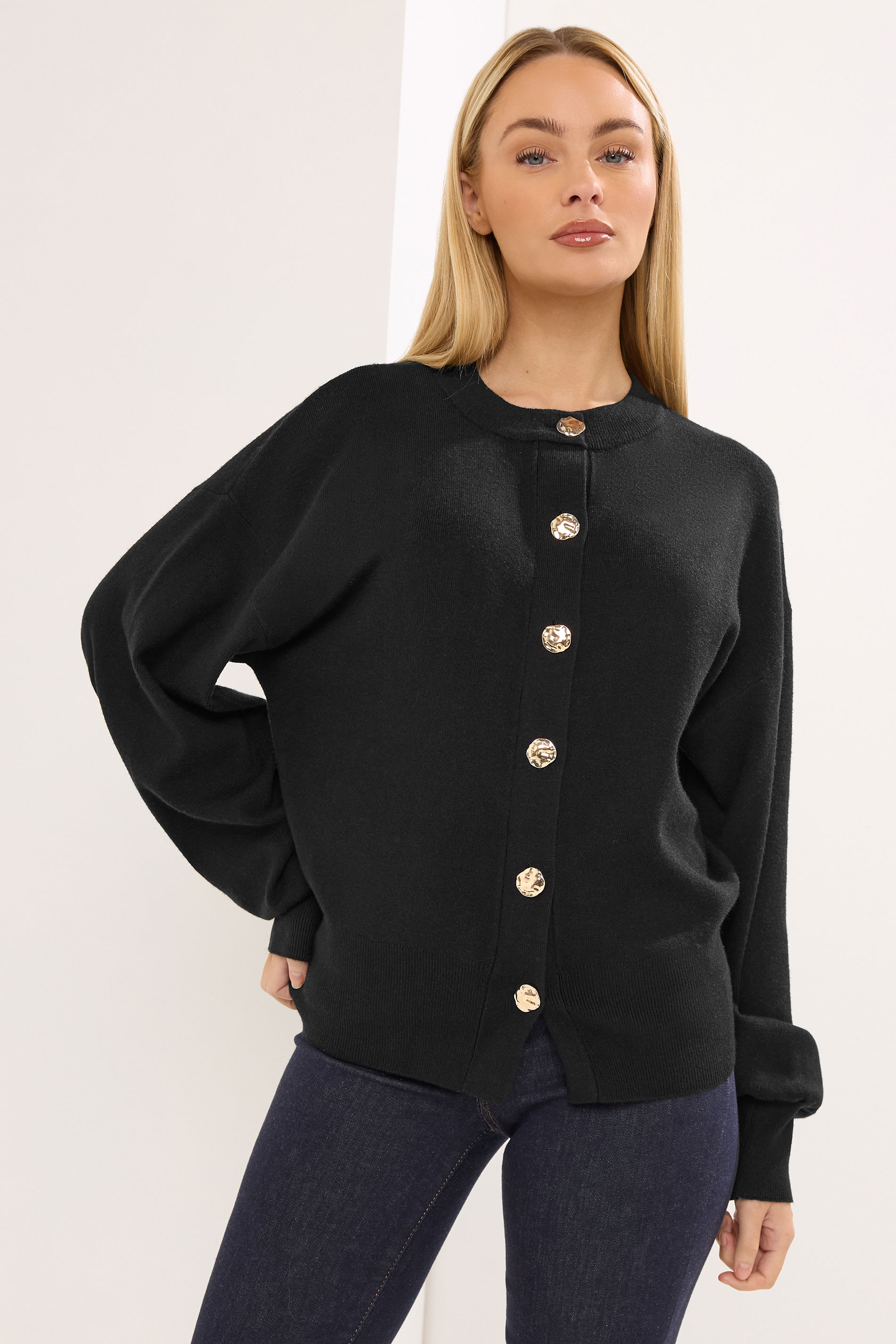 STAR Black Knitted Gold Button Cardigan | StarByJM 3