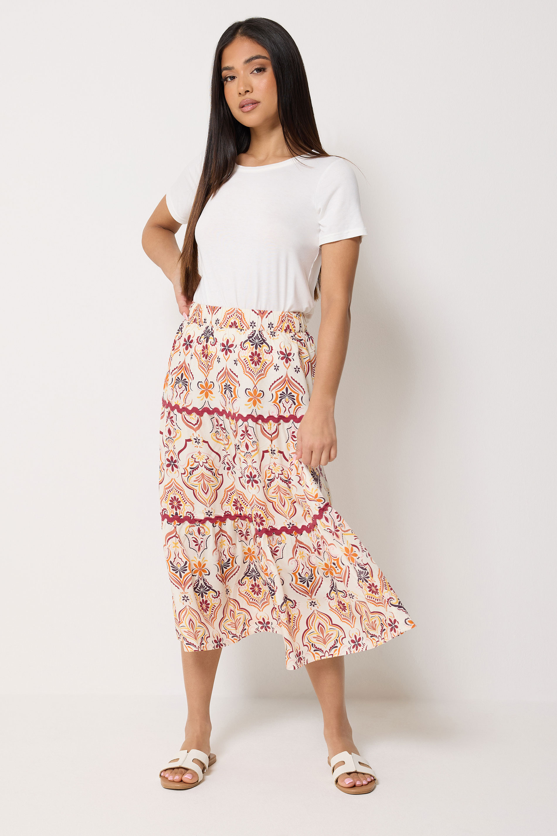 M&Co Petite Orange Abstract Print Maxi Skirt | M&Co 1