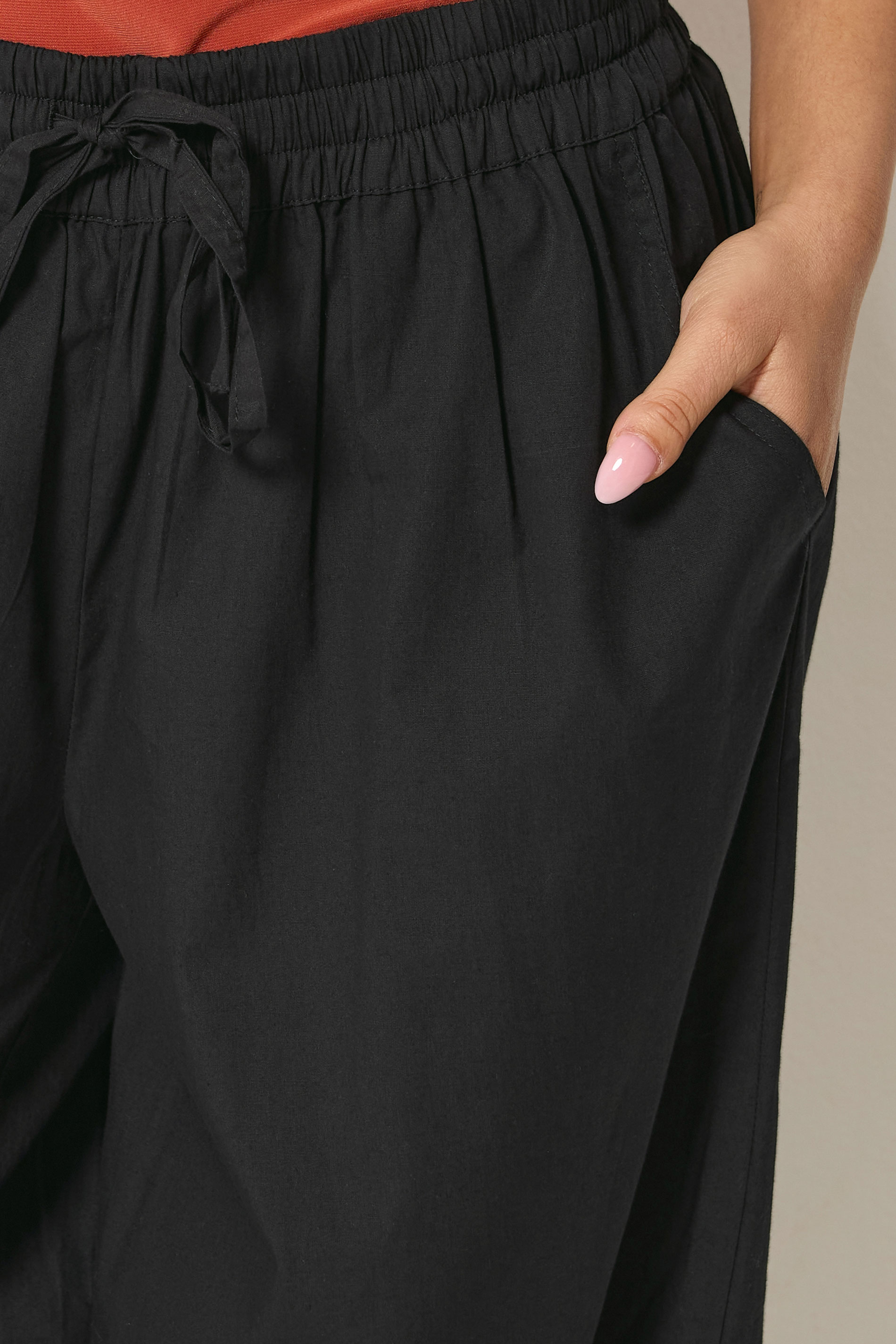 PixieGirl Petite Women's Black Cotton Cuffed Balloon Trousers | PixieGirl 4