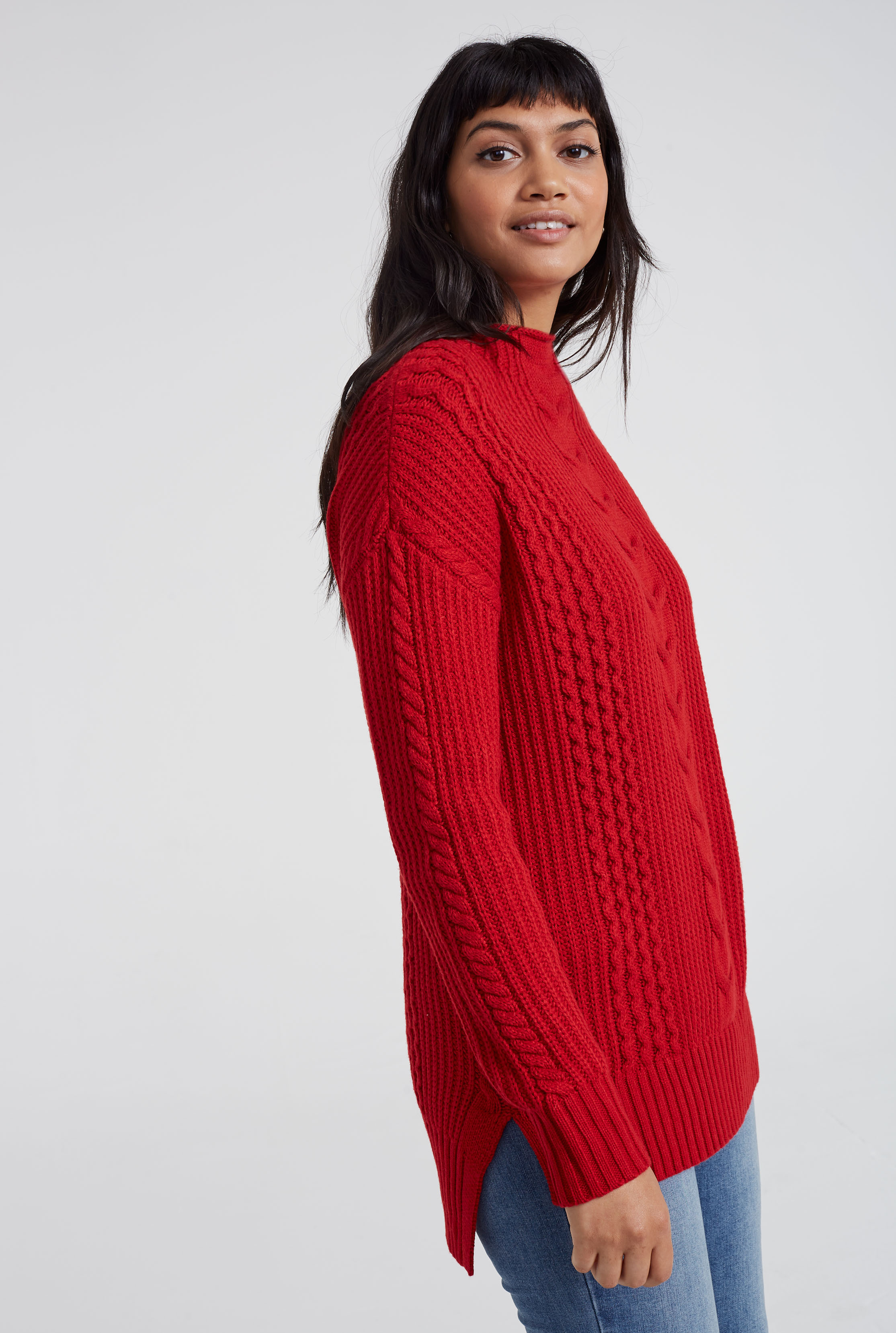 Wool Blend Longline Cable Sweater | Long Tall Sally