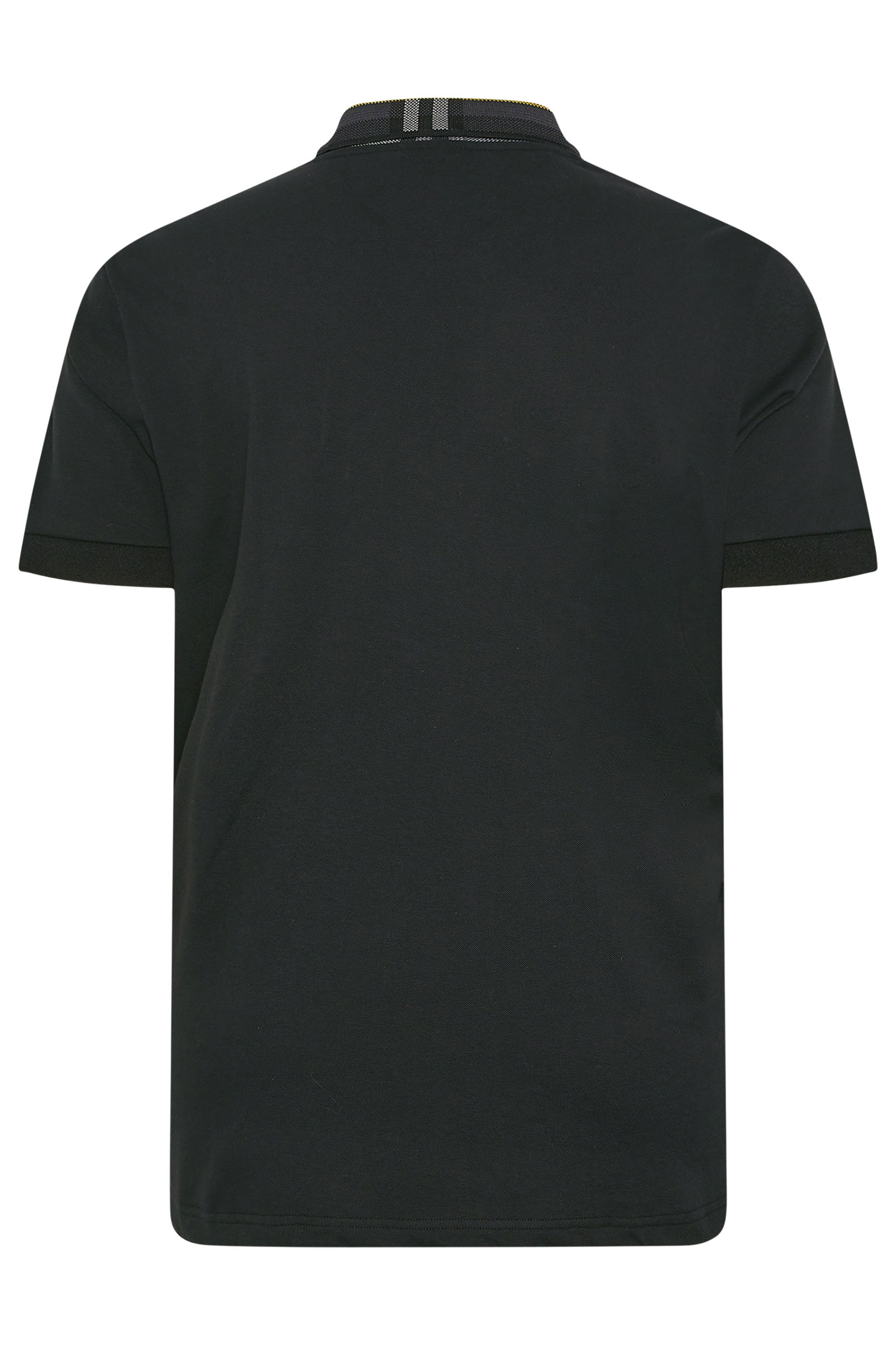 LYLE & SCOTT Big & Tall Black Tartan Collar Polo Shirt | BadRhino 4