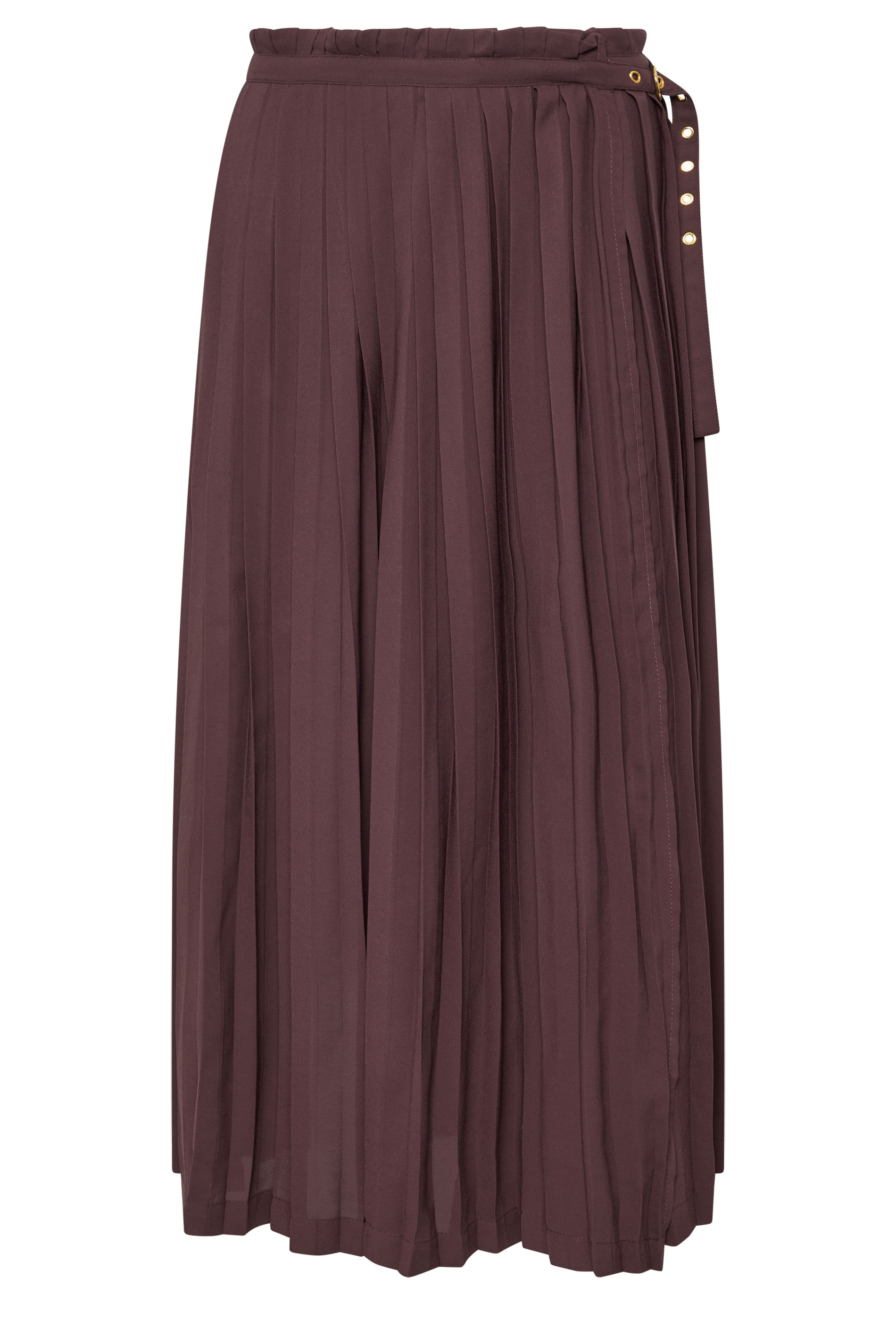 STAR Chocolate Brown Pleated Belt Buckle Maxi Skirt | StarByJM 5