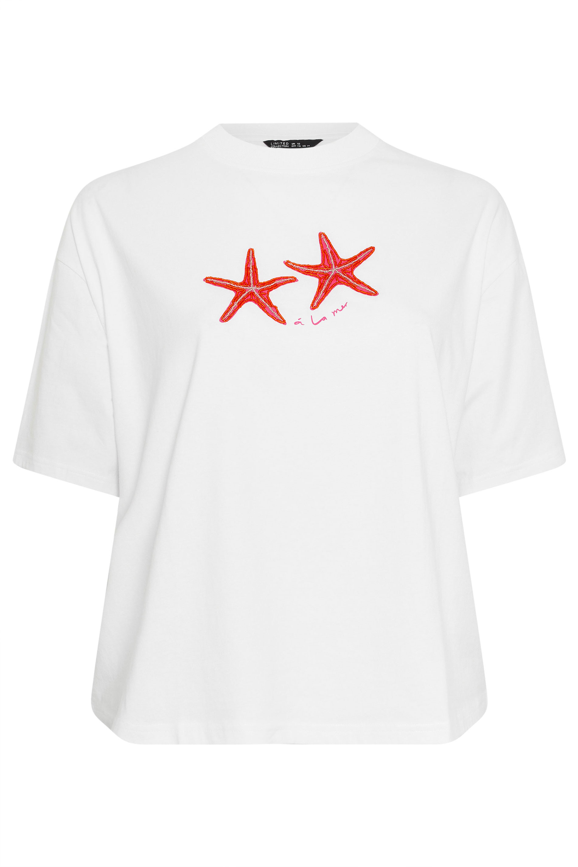 LIMITED COLLECTION Plus Size White 'A La Mer' Starfish T-Shirt | Yours Clothing 5
