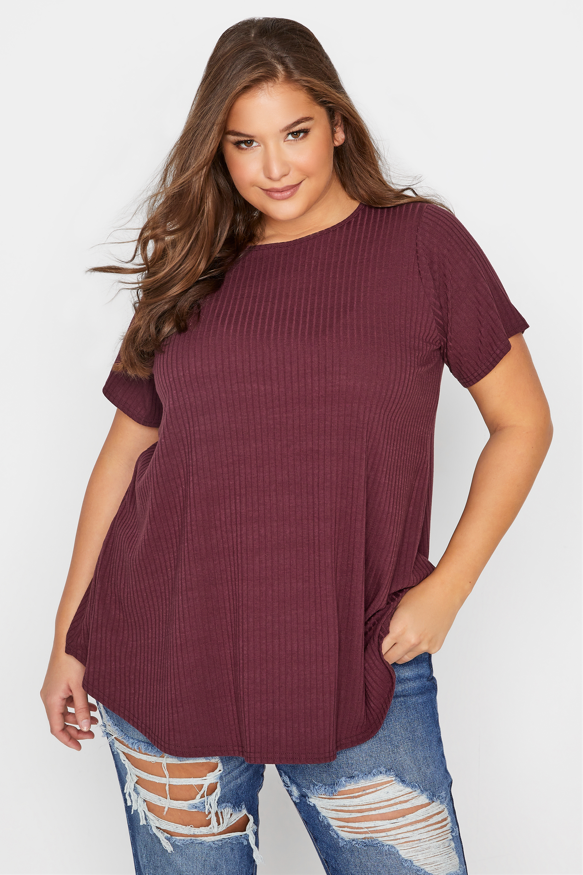 LIMITED COLLECTION Curve Purple Rib Swing Top_A.jpg