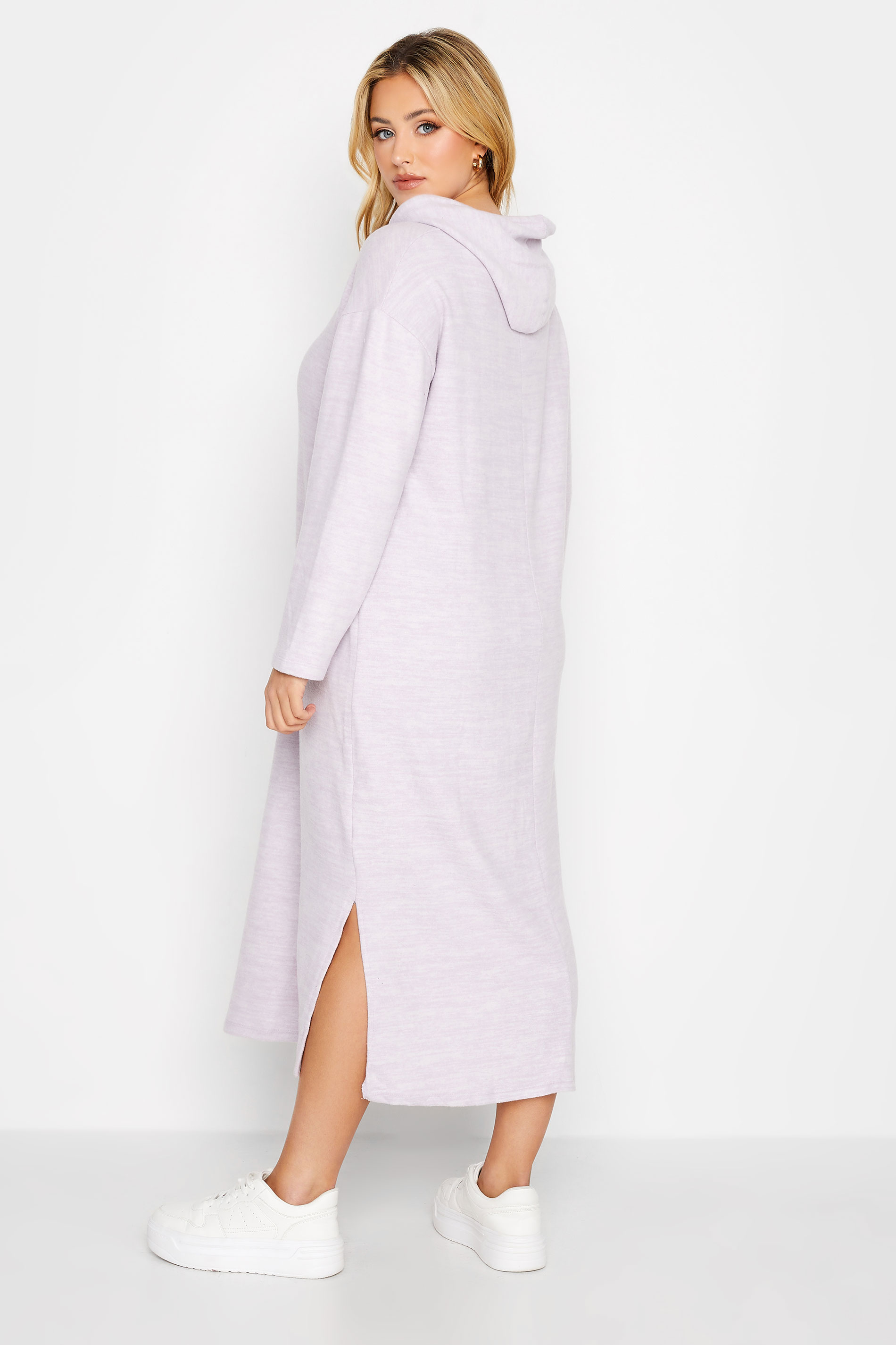 Plus Size Lilac Purple Soft Touch Hoodie Dress | Yours Clothing 3