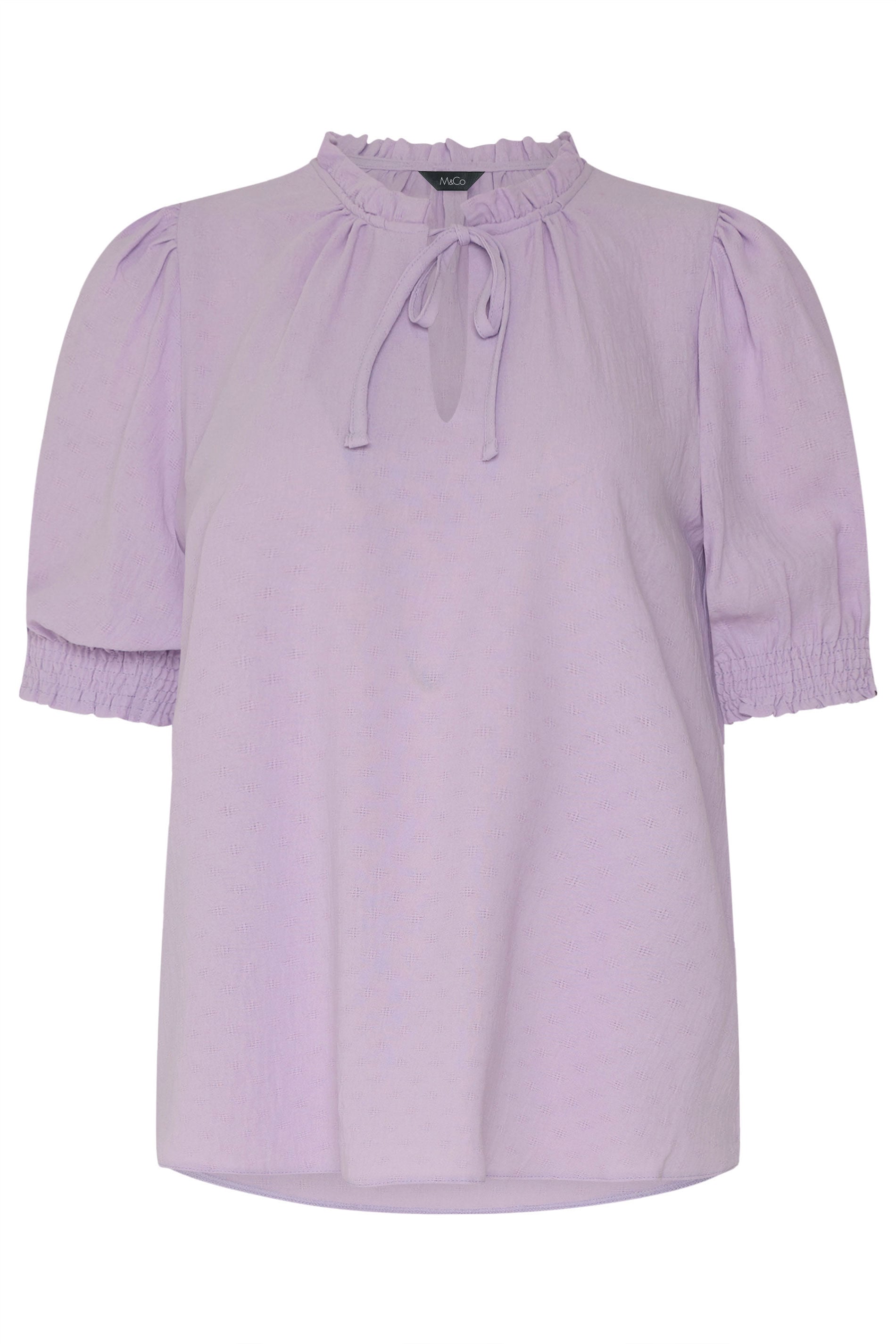 M&Co Purple Pastel Tie Neck Frill Sleeve Blouse | M&Co 5
