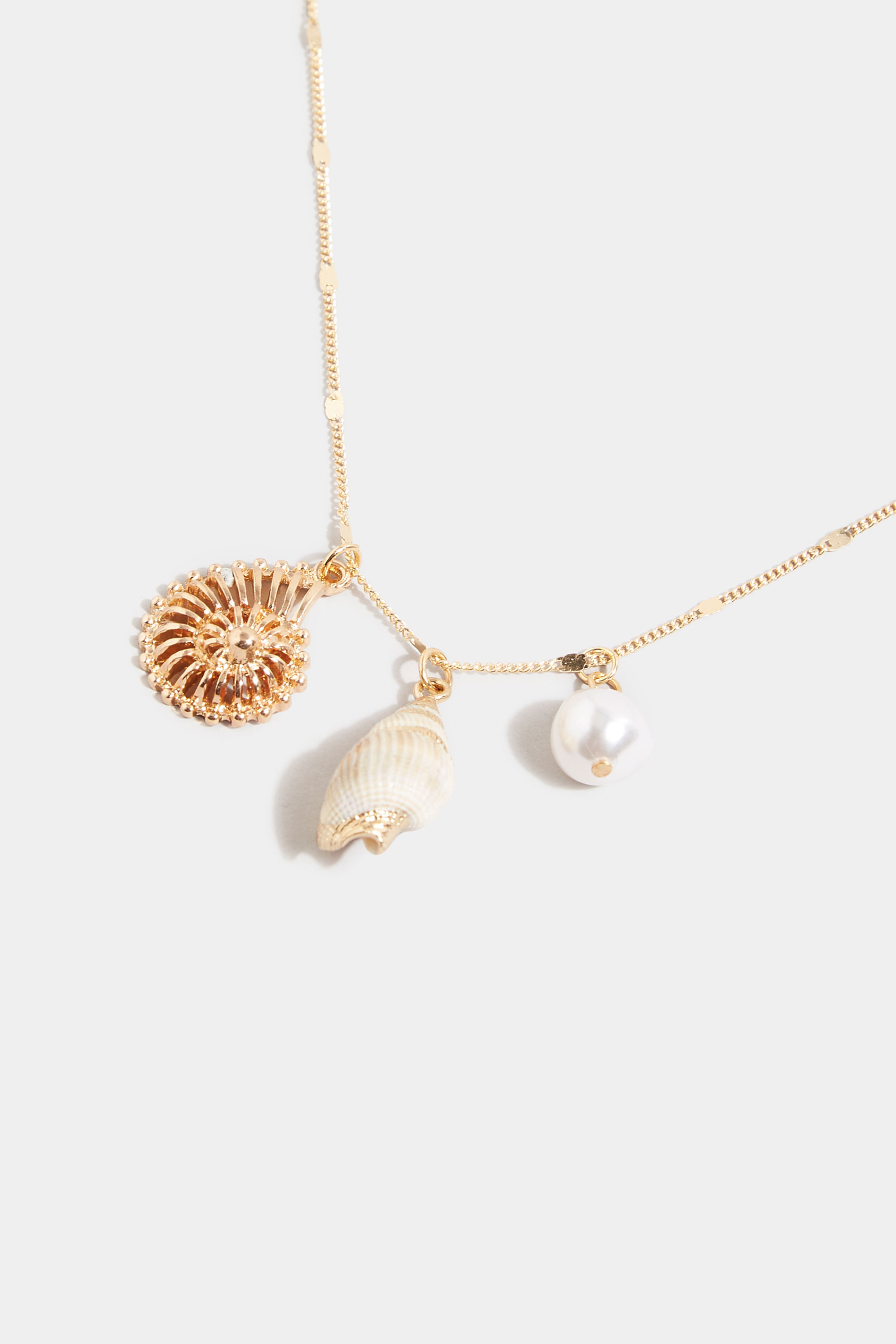 Gold Shell Charm Long Necklace | Yours Clothing 3