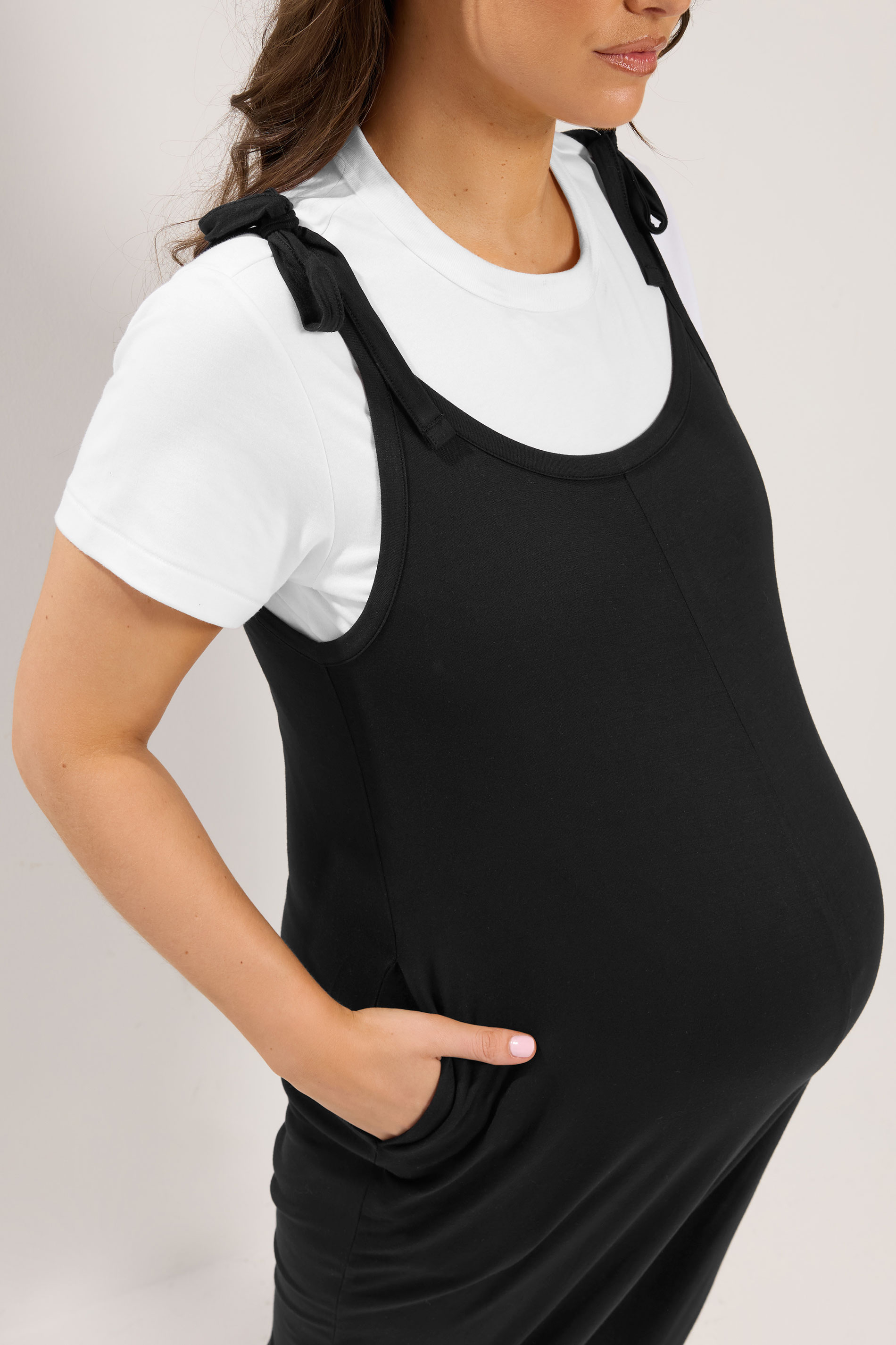 BUMP IT UP MATERNITY Curve Black Oversized Jumpsuit | Yours Clothing 5