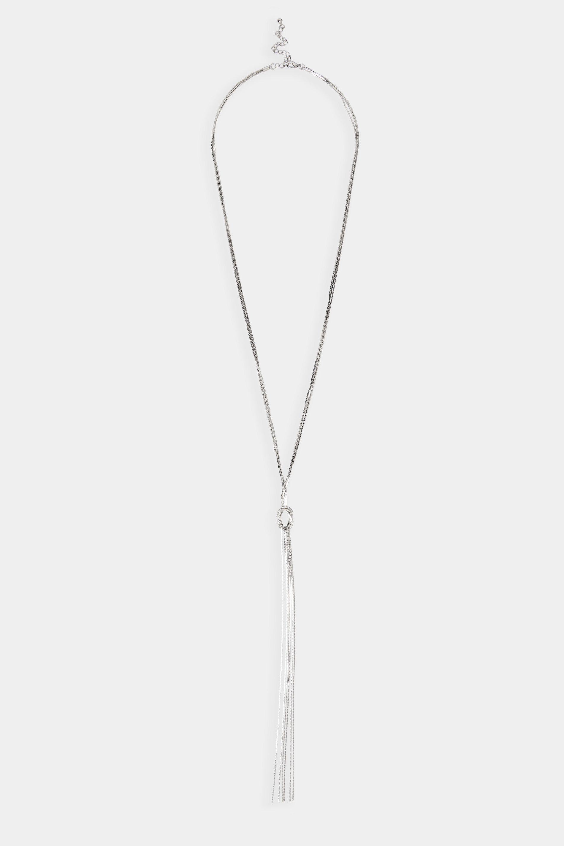 Silver Tone Knot Long Necklace | Yours Clothing 2
