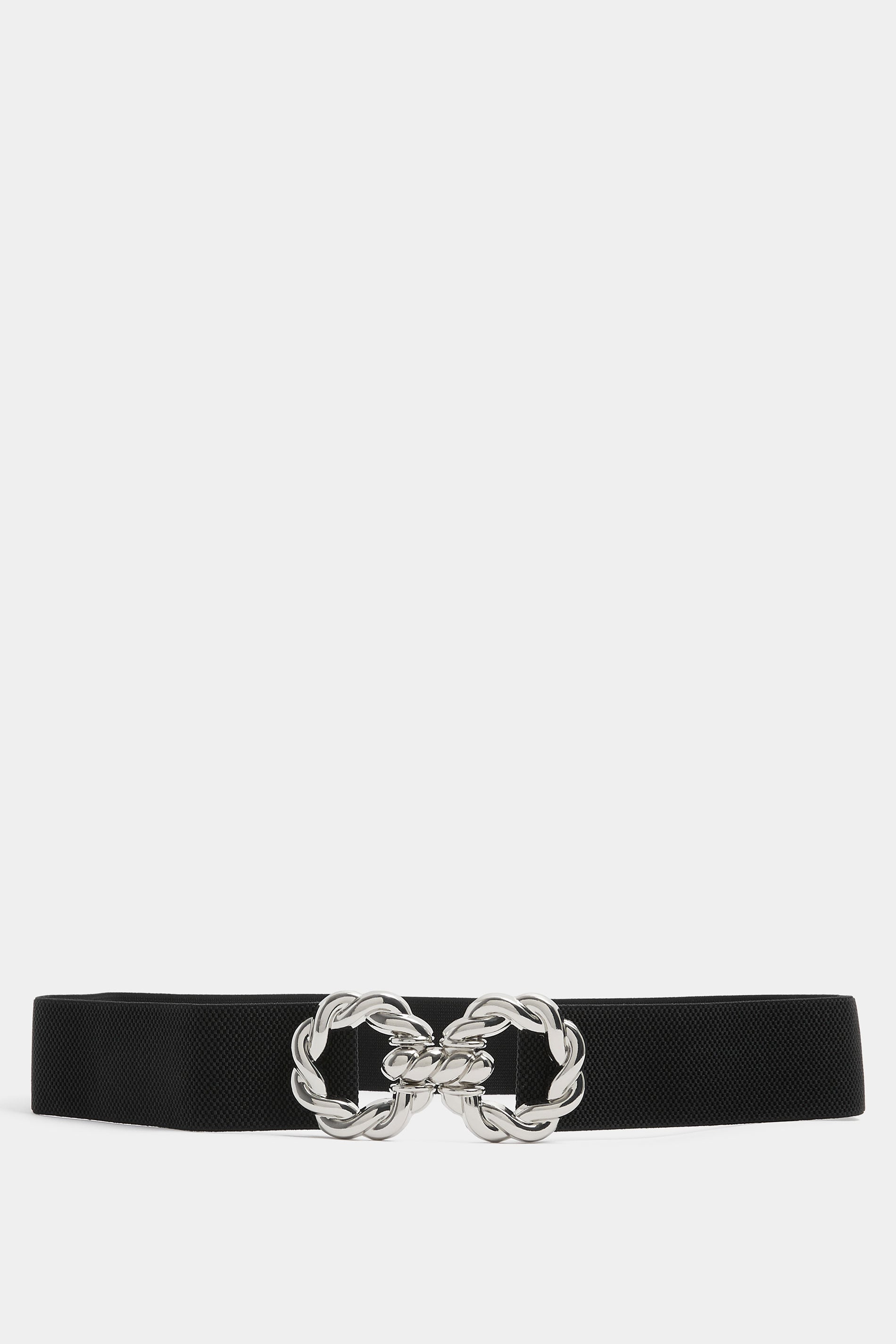 Black Elasticated Buckle Front Belt | Yours Clothing 3