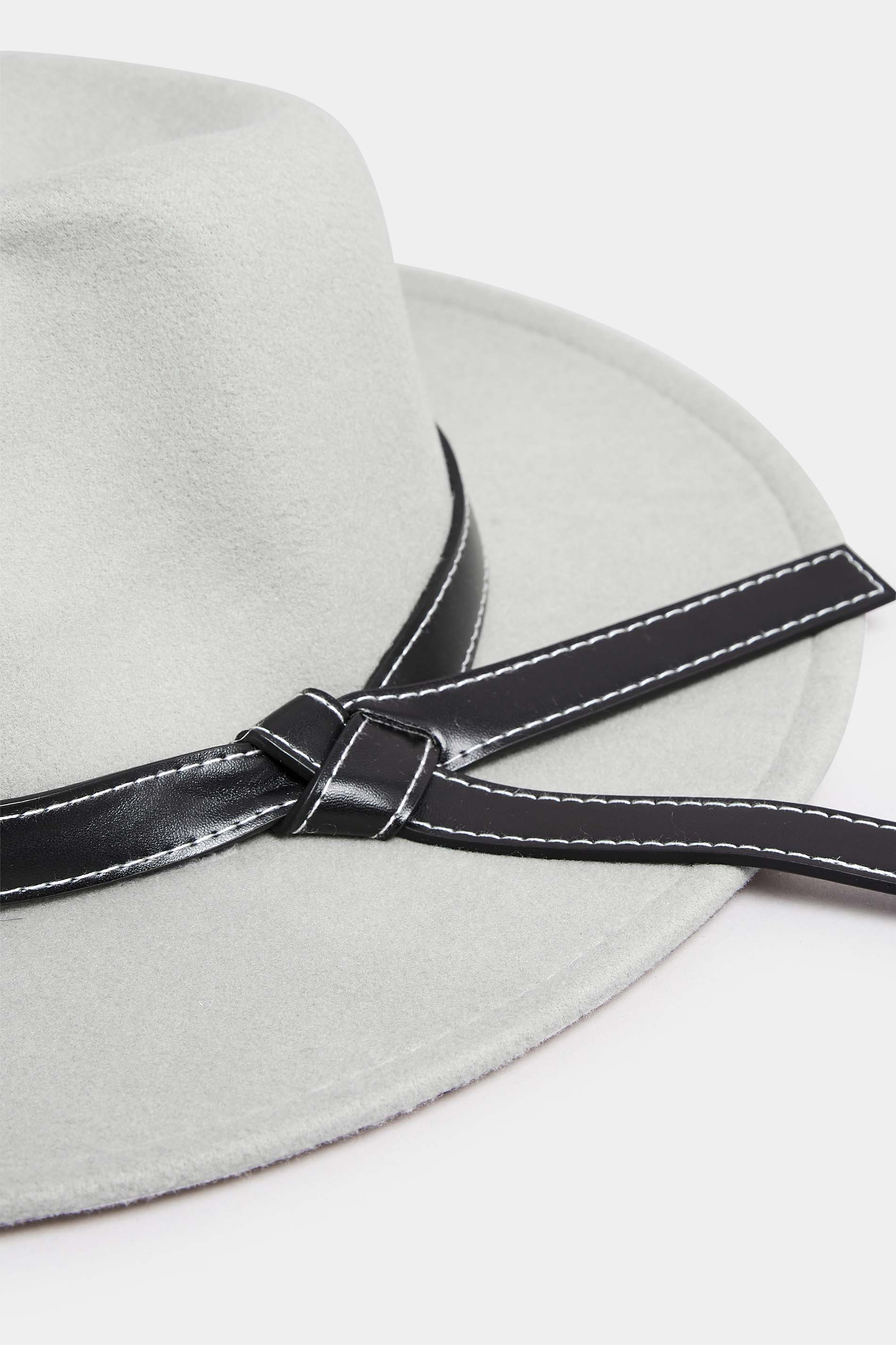 Grey Faux Leather Band Fedora Hat | Yours Clothing  3