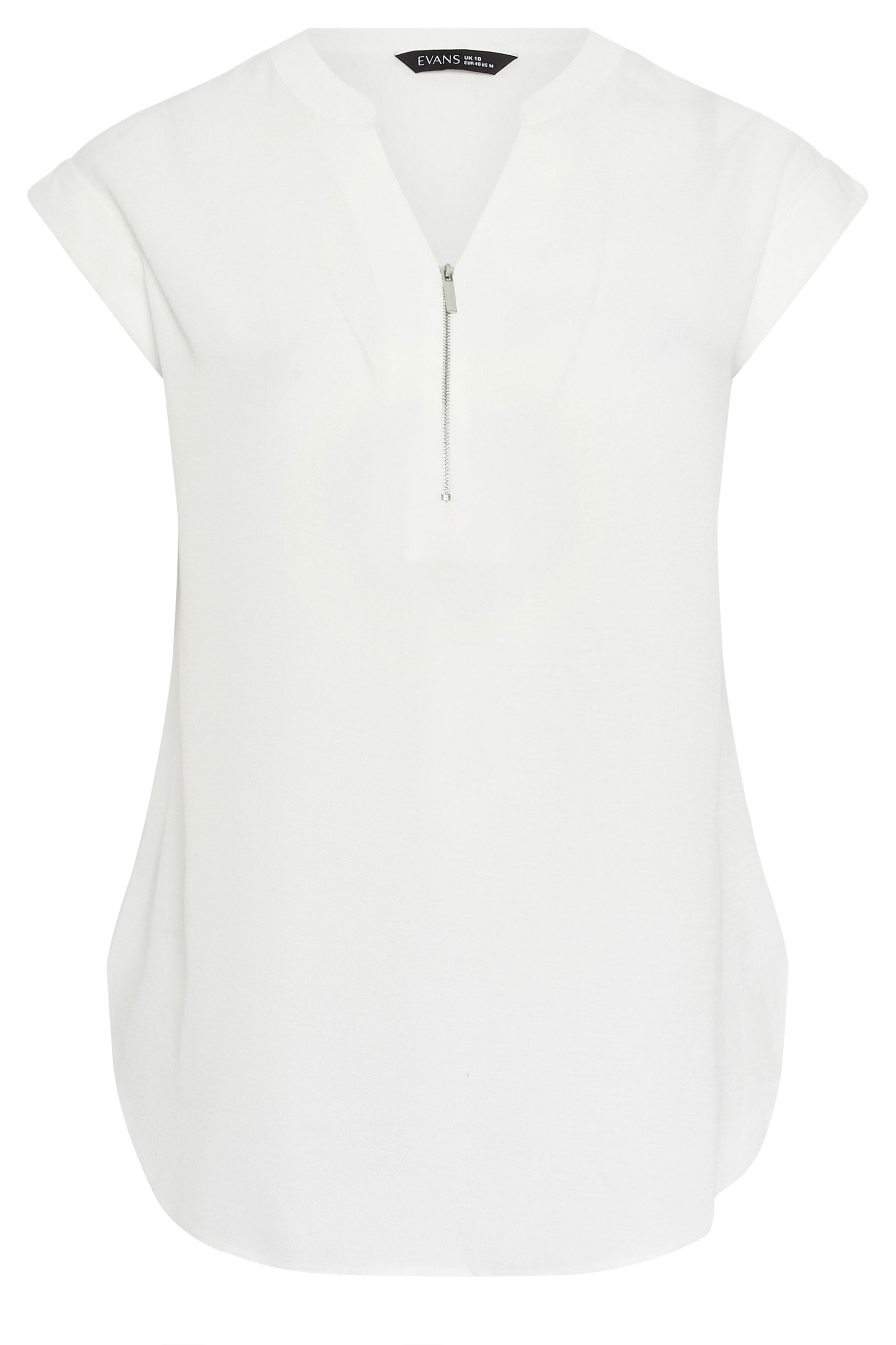EVANS Plus Size White Zip Front Blouse | Evans 5