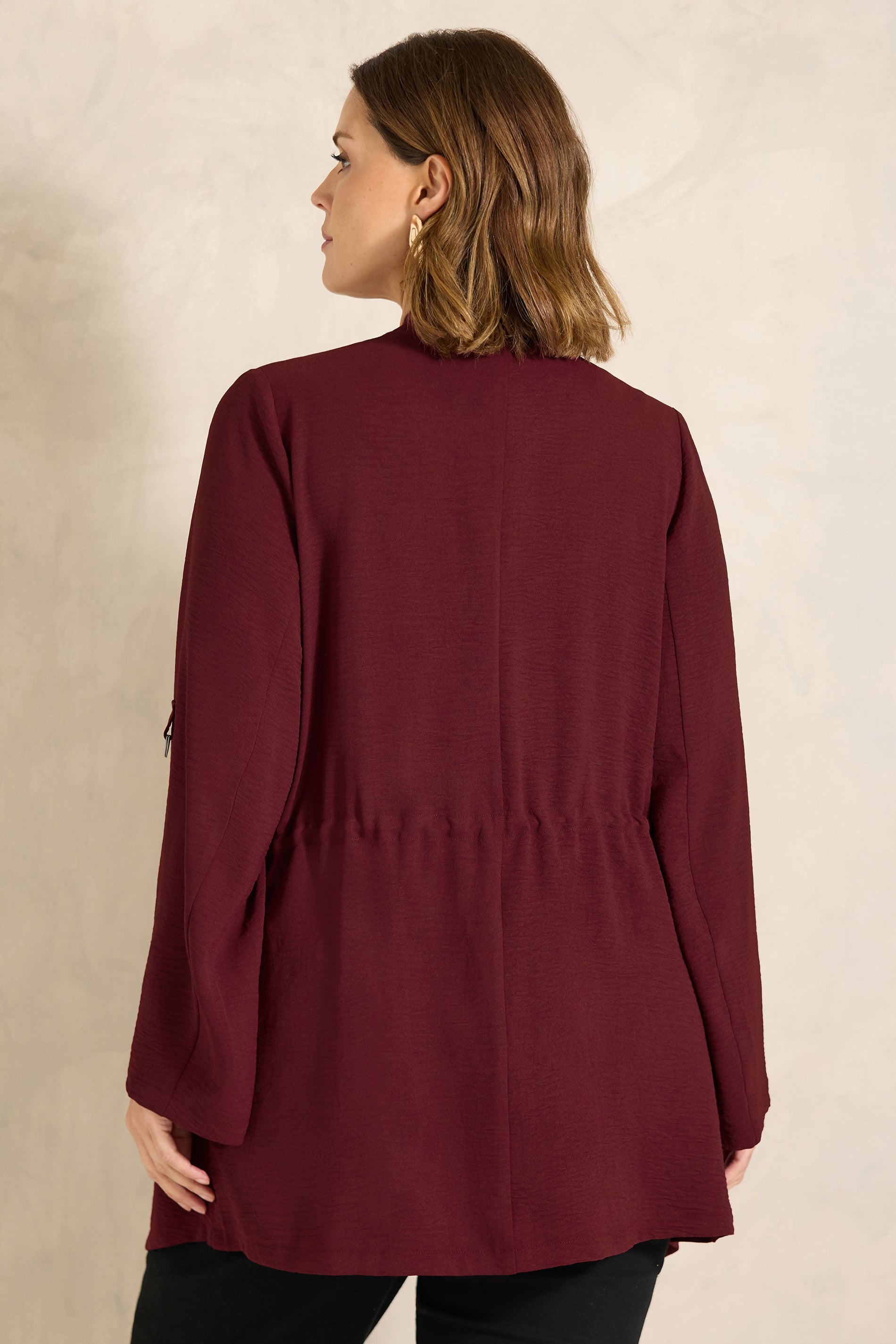 EVANS Plus Size Berry Red Lightweight Waterfall Jacket | Evans 2