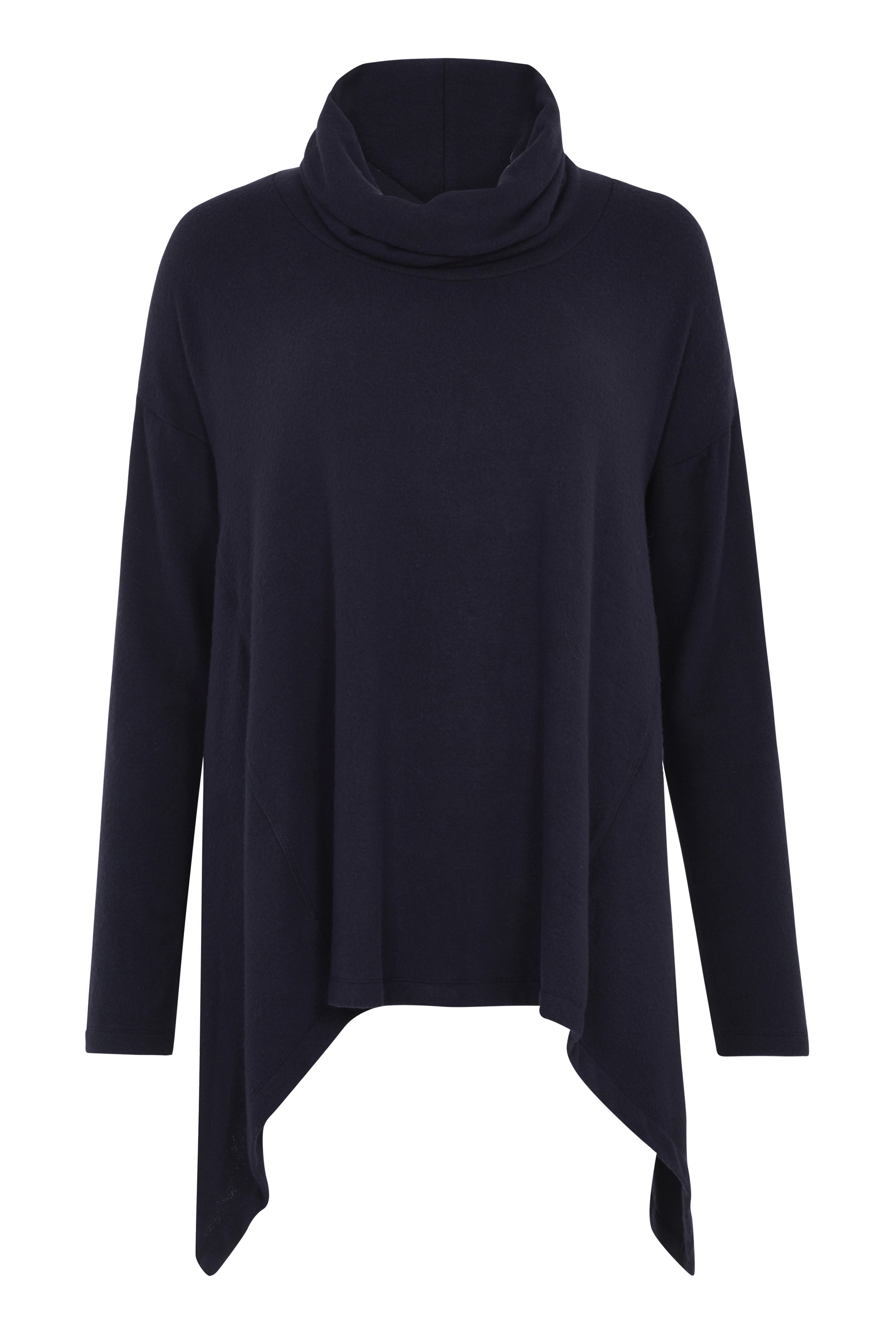 Navy Cowl Neck Top With Hanky Hem | Long Tall Sally