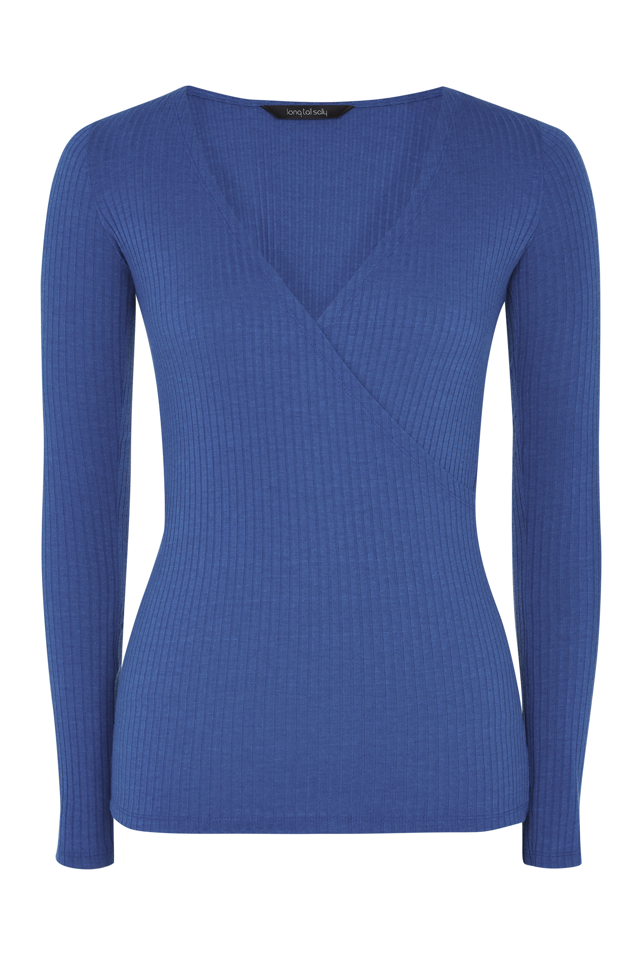 Blue Ribbed Wrap Top | Long Tall Sally