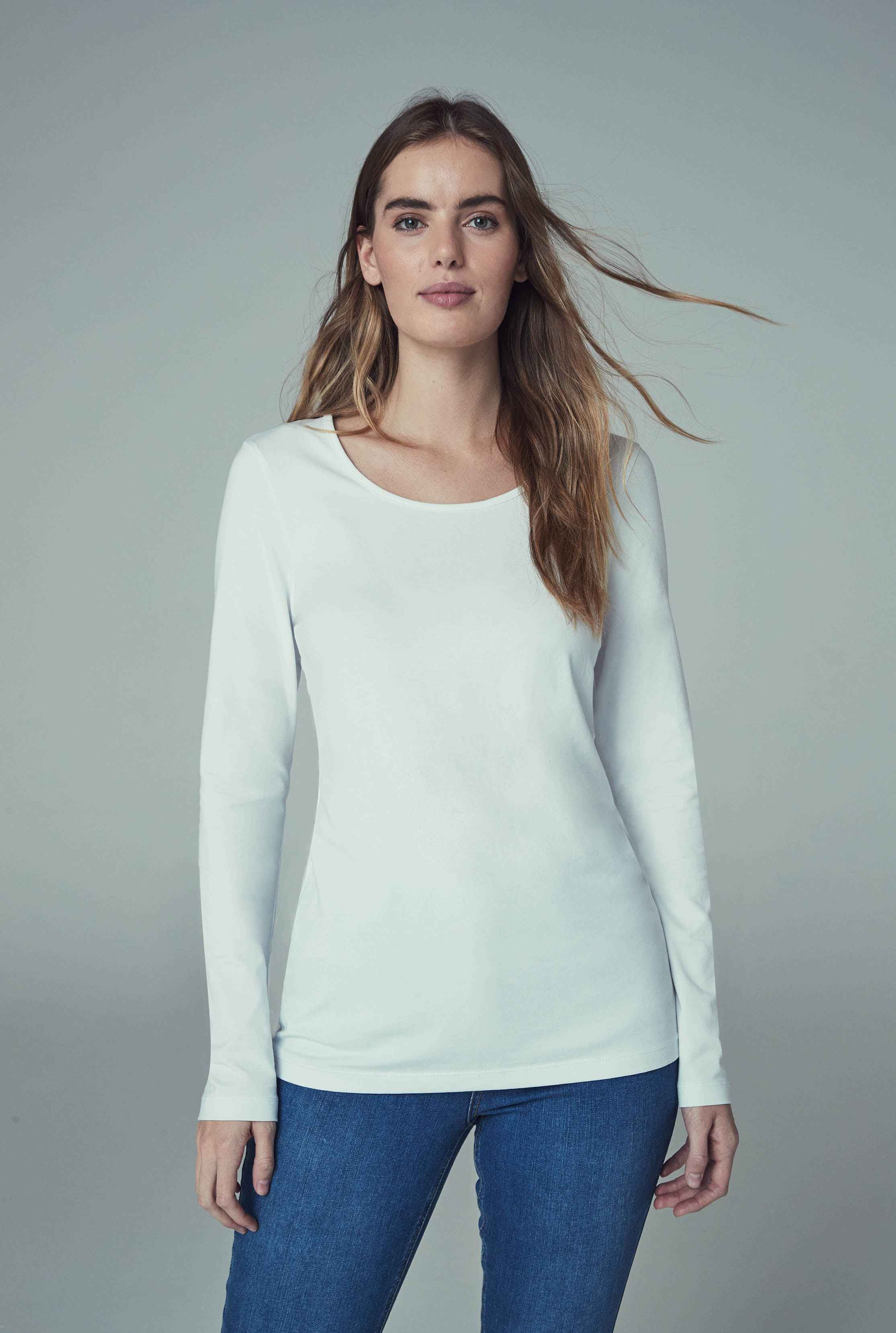 Navy And White Long Sleeve Scoop Neck Tee Long Tall Sally