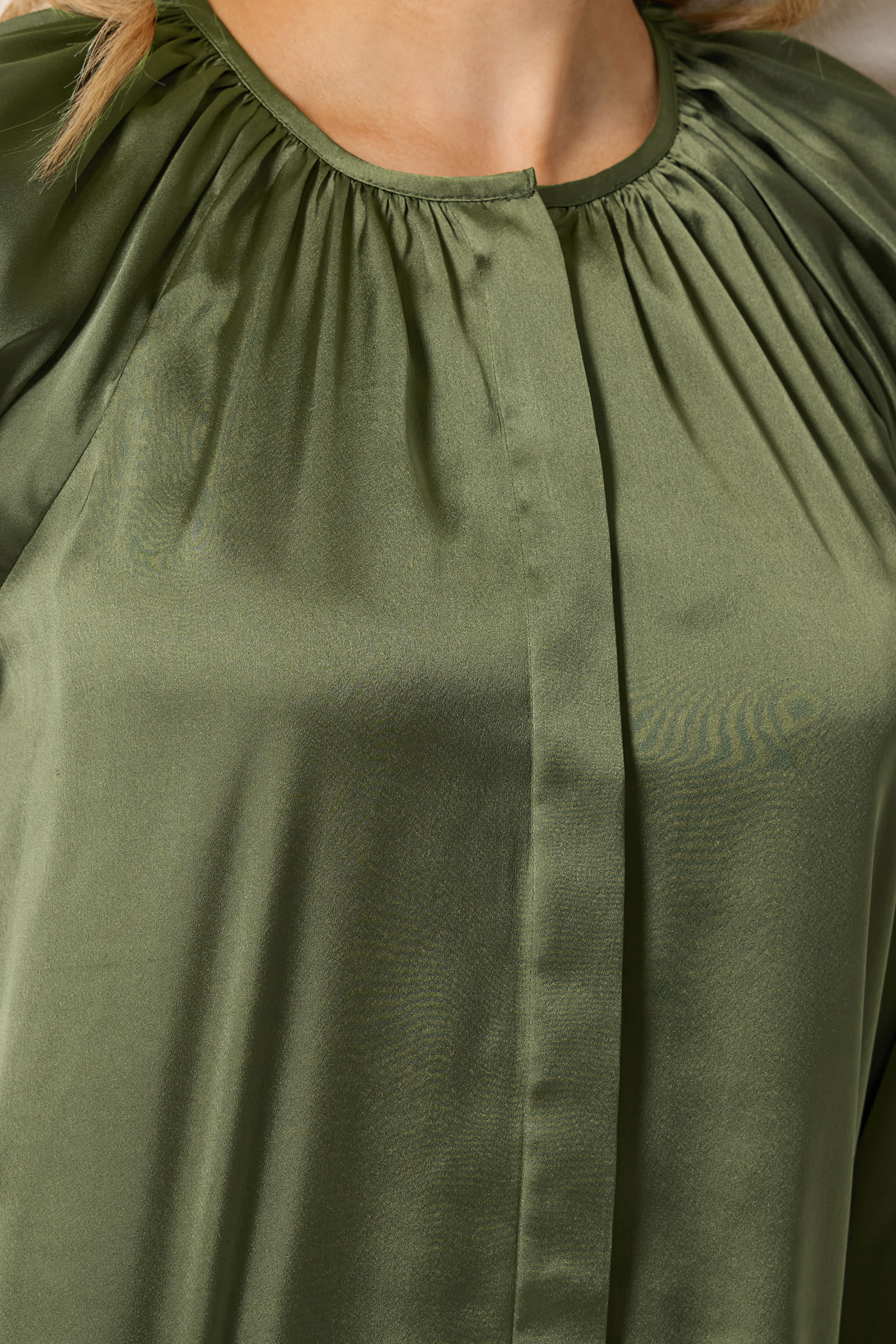 LTS Tall Women's Khaki Green Satin Button Top | Long Tall Sally 5