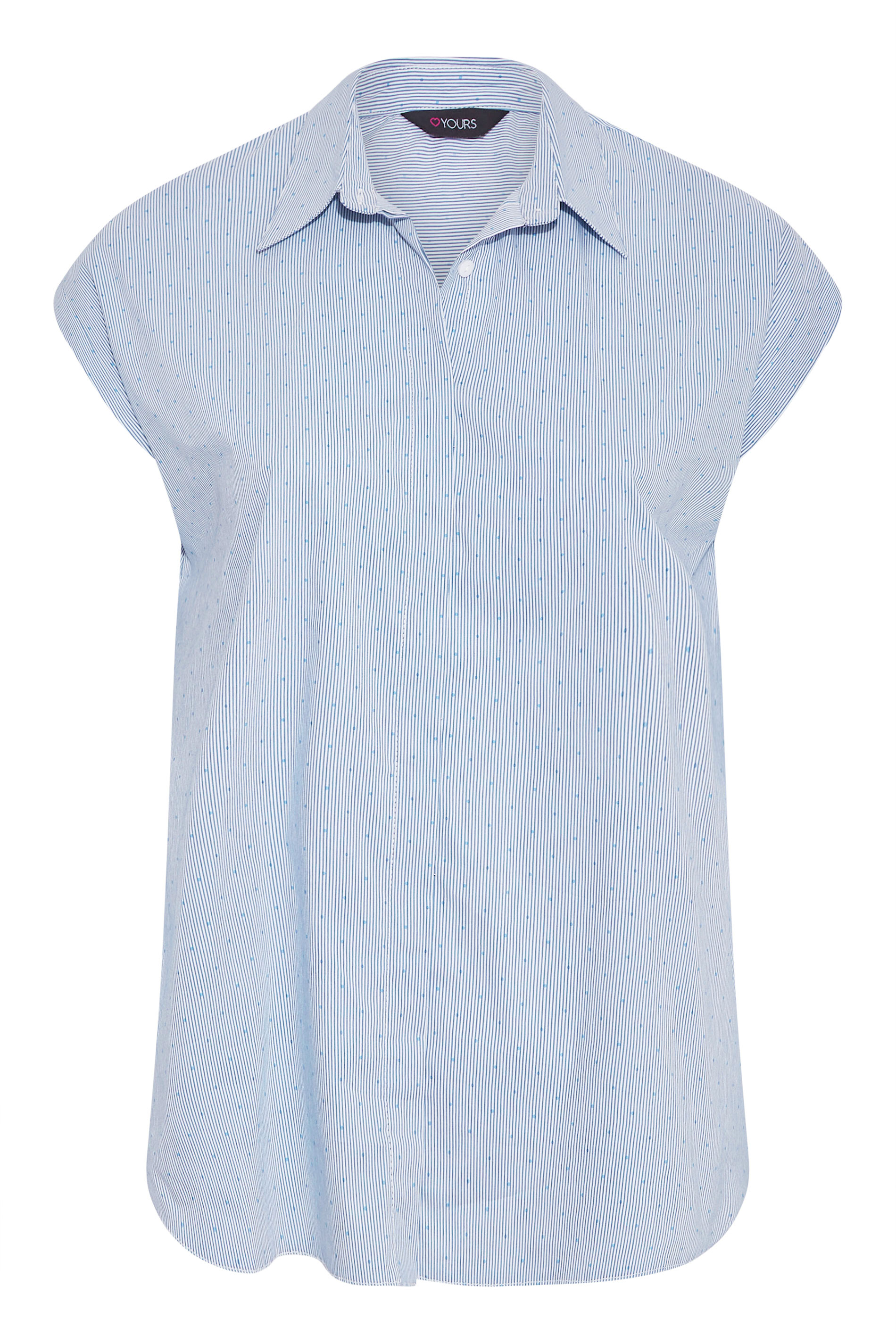 Plus Size Blue Thin Stripe Spot Shirt | Yours Clothing