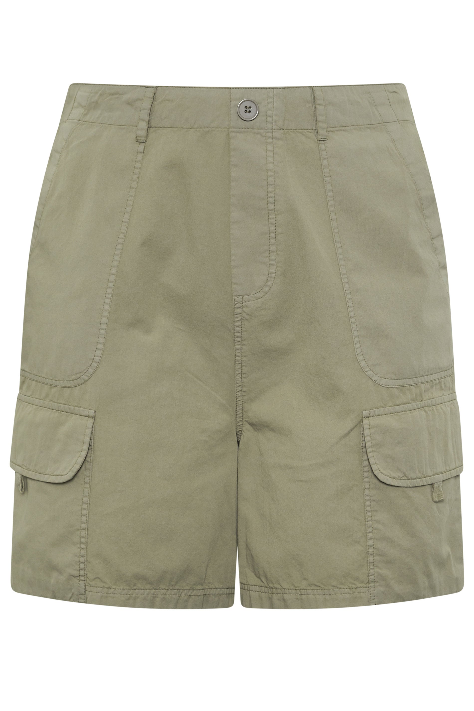 YOURS Plus Size Green Poplin Cargo Shorts | Yours Clothing 5