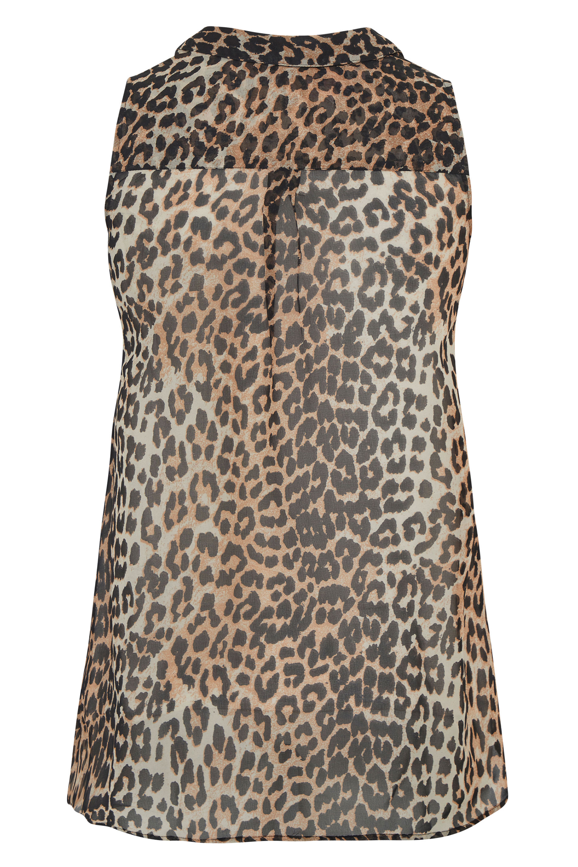 Leopard Print Frill Front Sleeveless Shirt | Yours Clothing