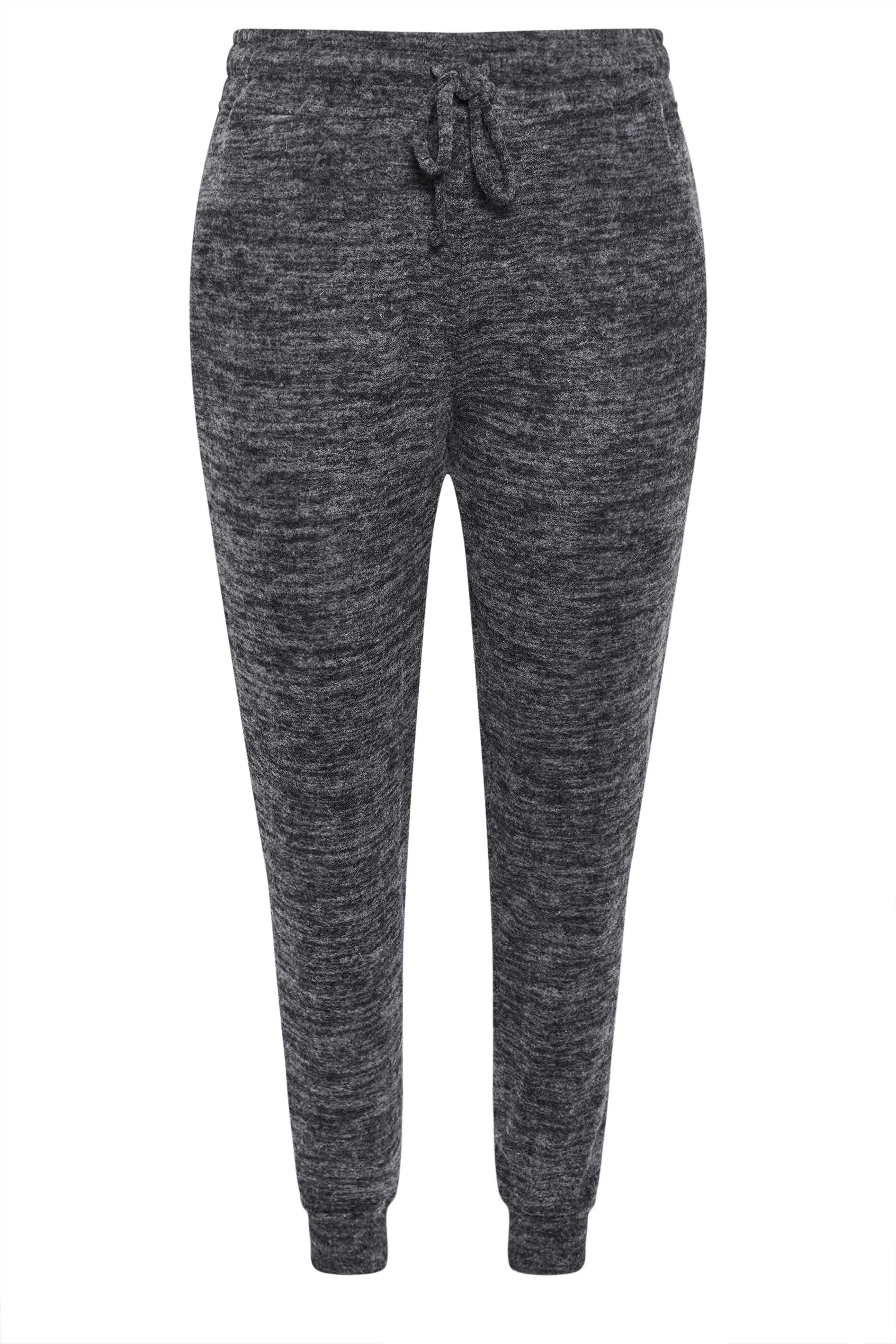YOURS Plus Size Charcoal Grey Marl Soft Touch Cuffed Joggers