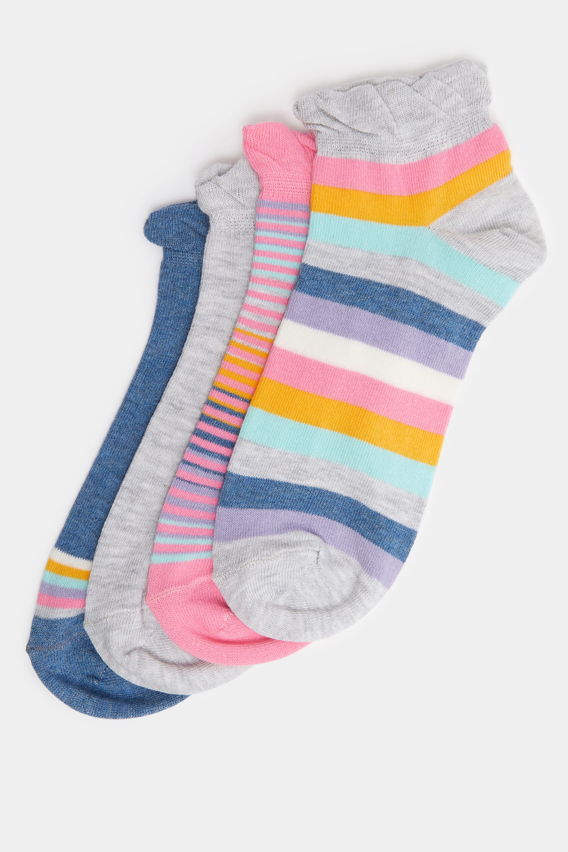 YOURSET 4 PACK Plus Size Pink Stripe Trainer Liner Socks | Yours Clothing 3