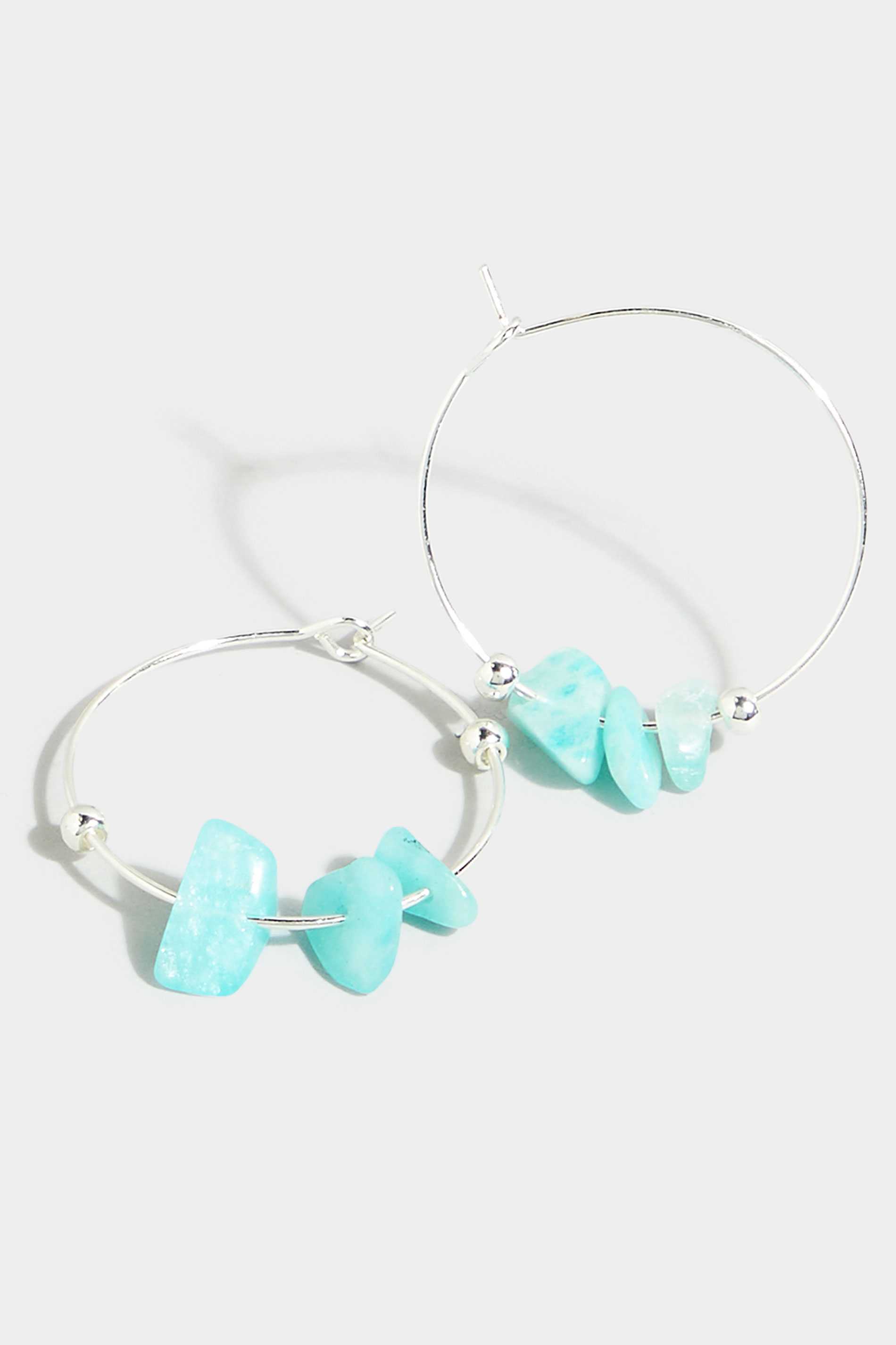 Silver Stone Hoop Earrings | Yours Clothing 3