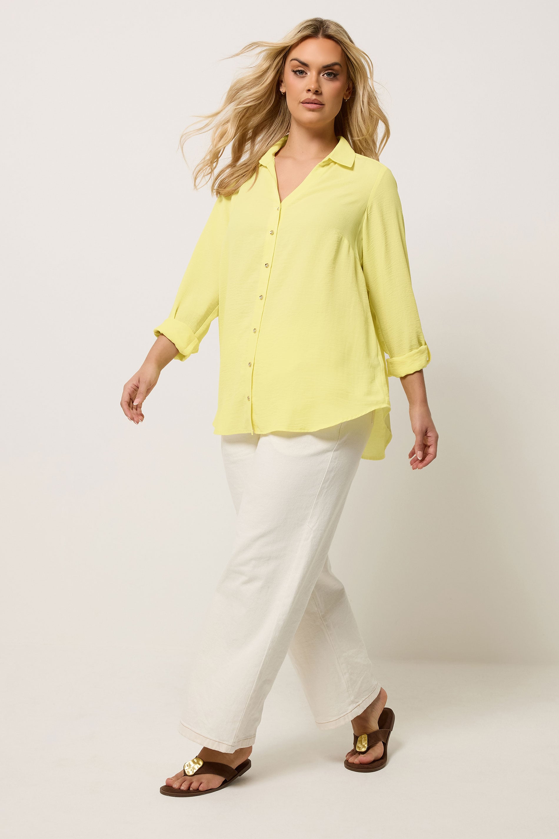 YOURS Plus Size Yellow Button Through Blouse | Yours Clothing 1