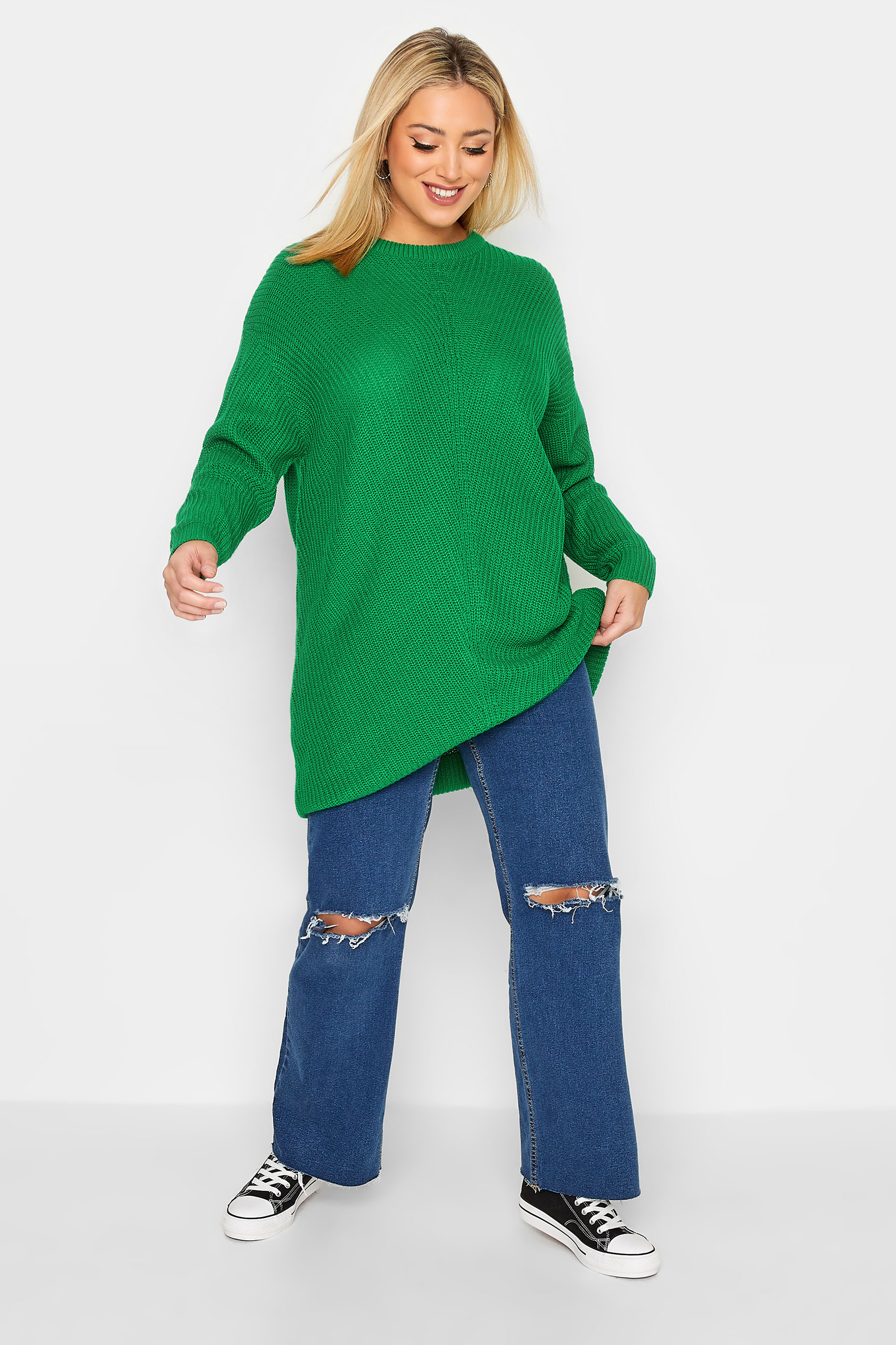 Plus Size Curve Apple Green Essential Knitted Jumper | Yours Clothing 2