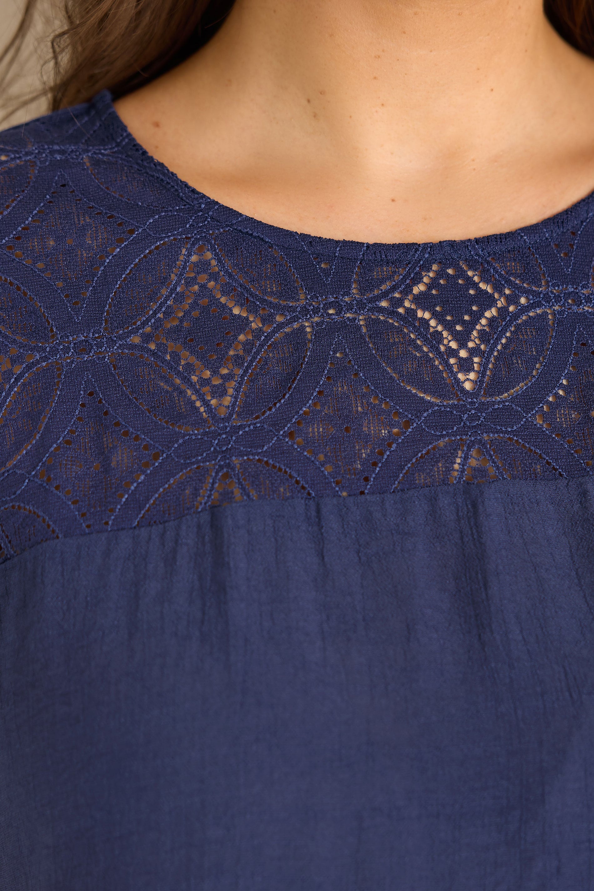 EVANS Plus Size Navy Blue Lace Blouse | Evans 4