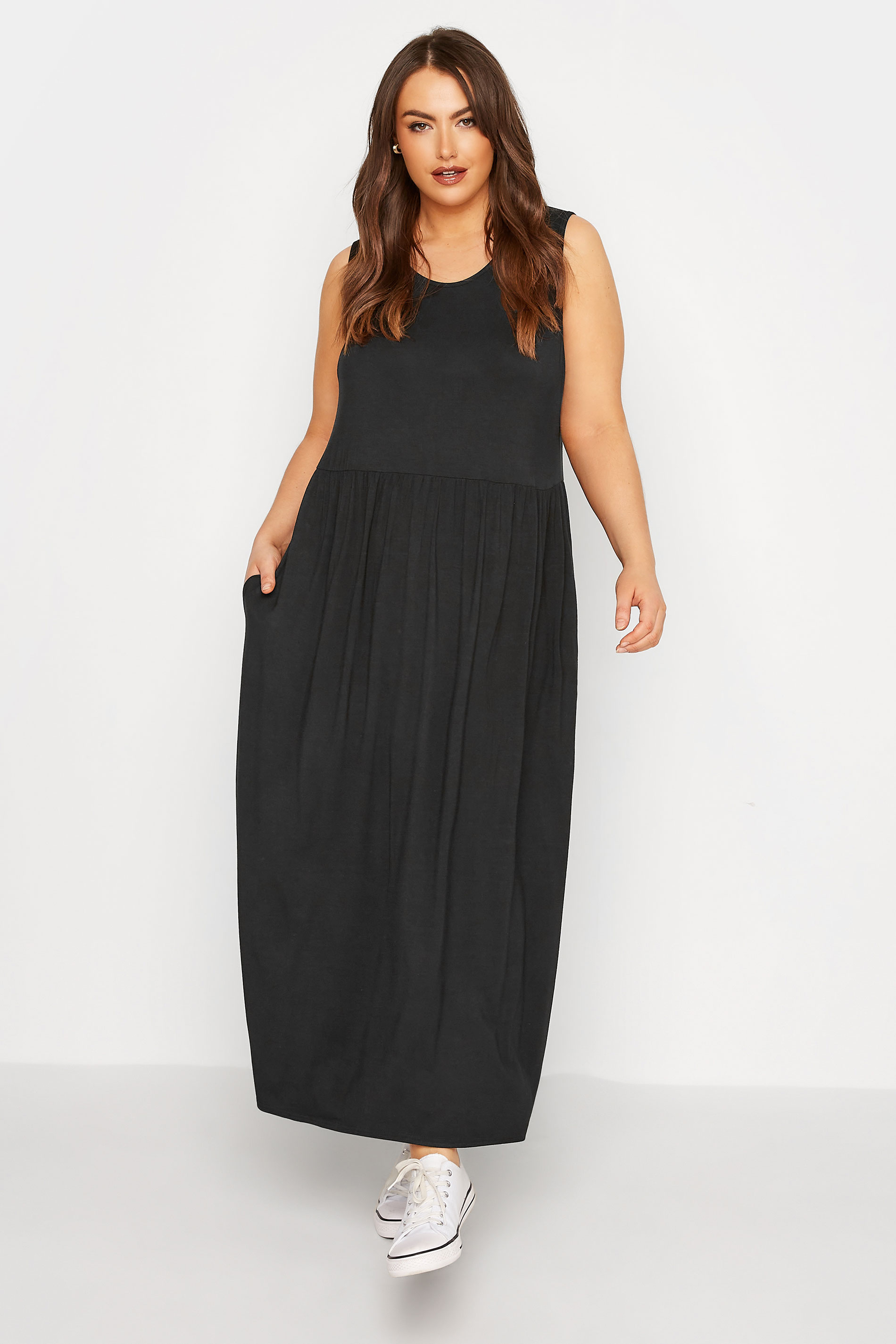 Robes Grande Taille Grande taille  Robes Longues | LIMITED COLLECTION - Robe Noire Maxi à Poches - ED72674