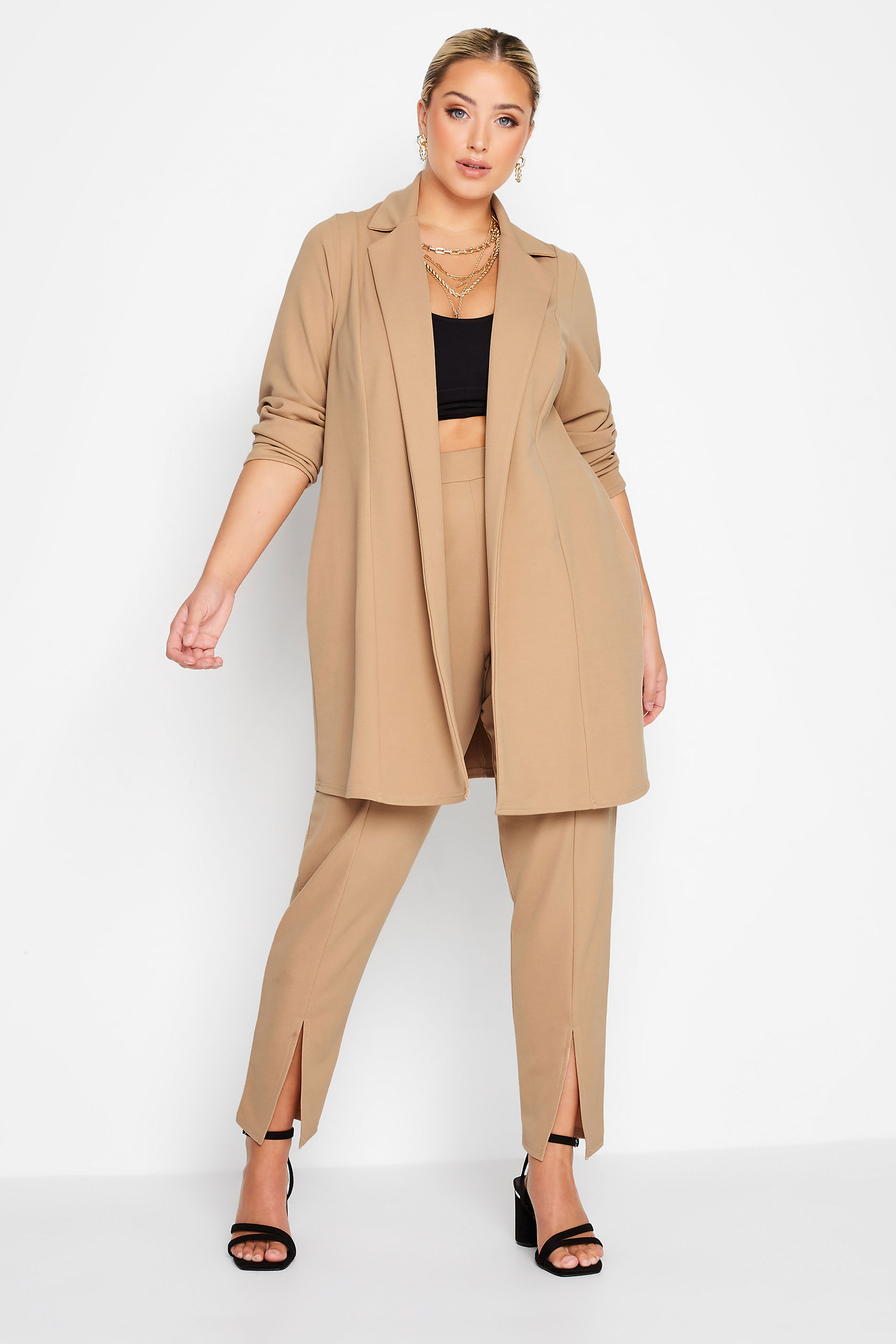 gastvrouw Geleend agentschap LIMITED COLLECTION Plus Size Camel Brown Longline Blazer | Yours Clothing