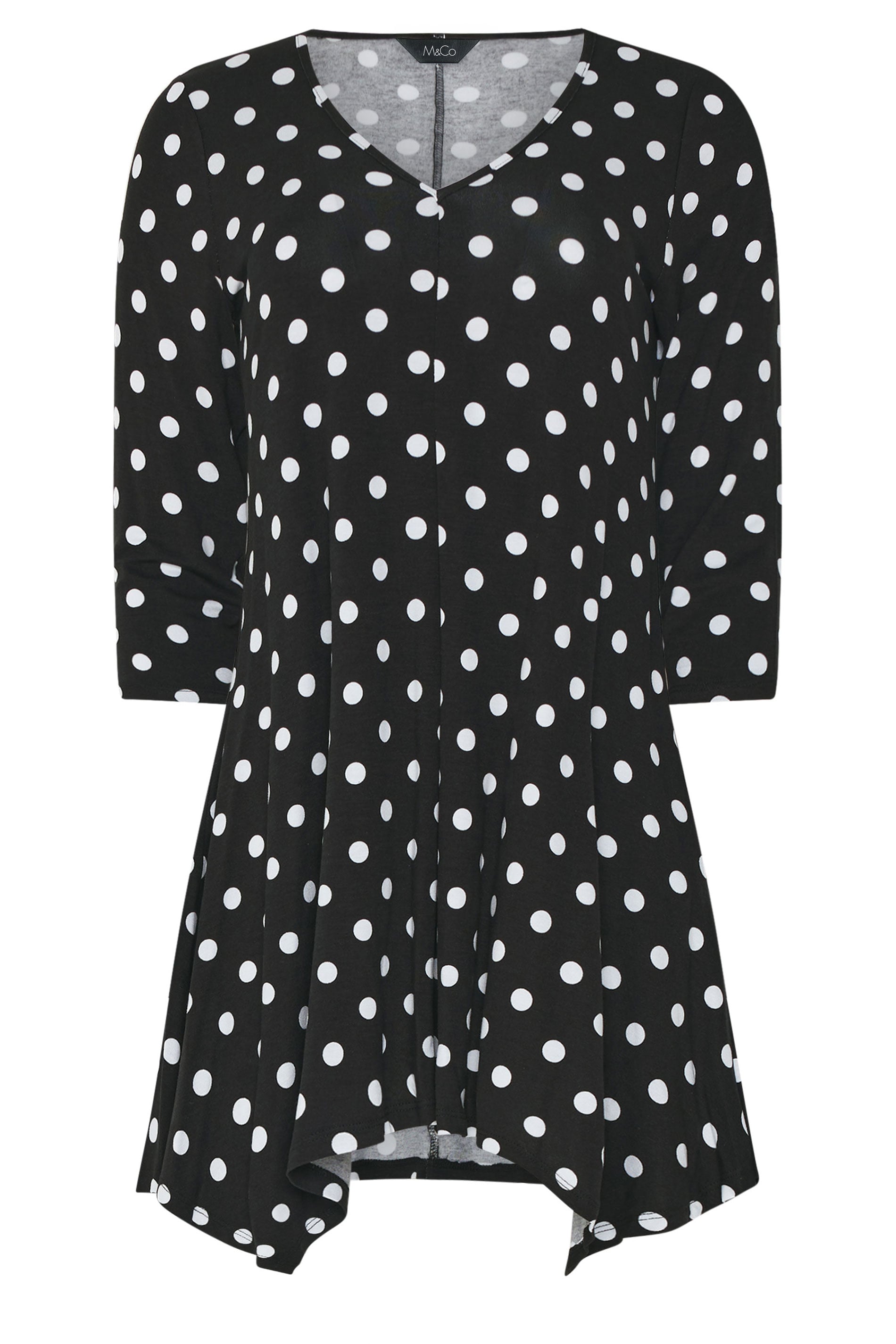 M&Co Black Polka Dot Hanky Hem Top | M&Co 5
