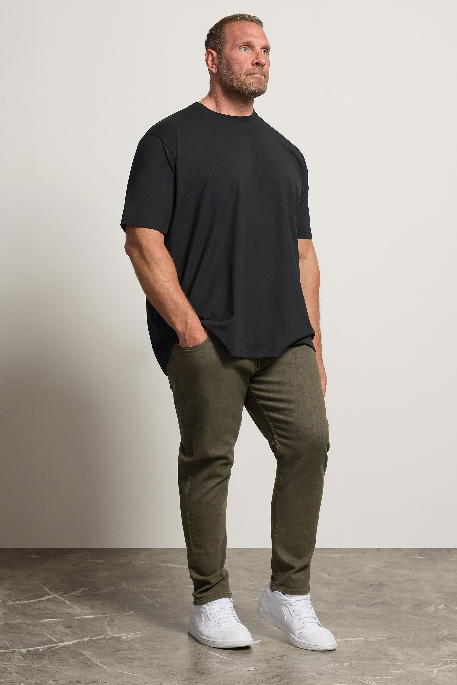 KAM Big & Tall Khaki Green Stretch Jeans | BadRhino 3