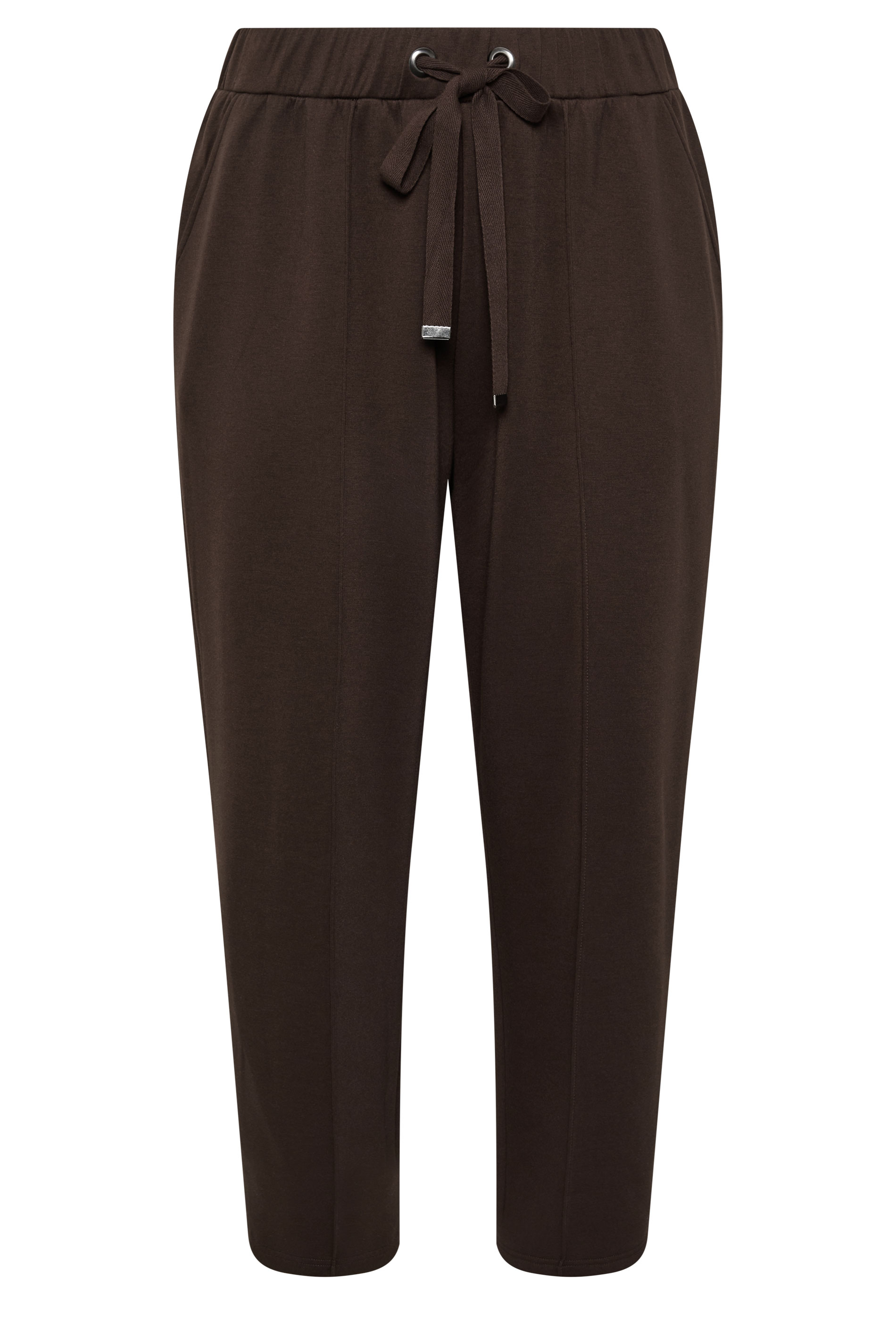 EVANS Plus Size Chocolate Brown Luxe Wide Leg Joggers | Evans 1