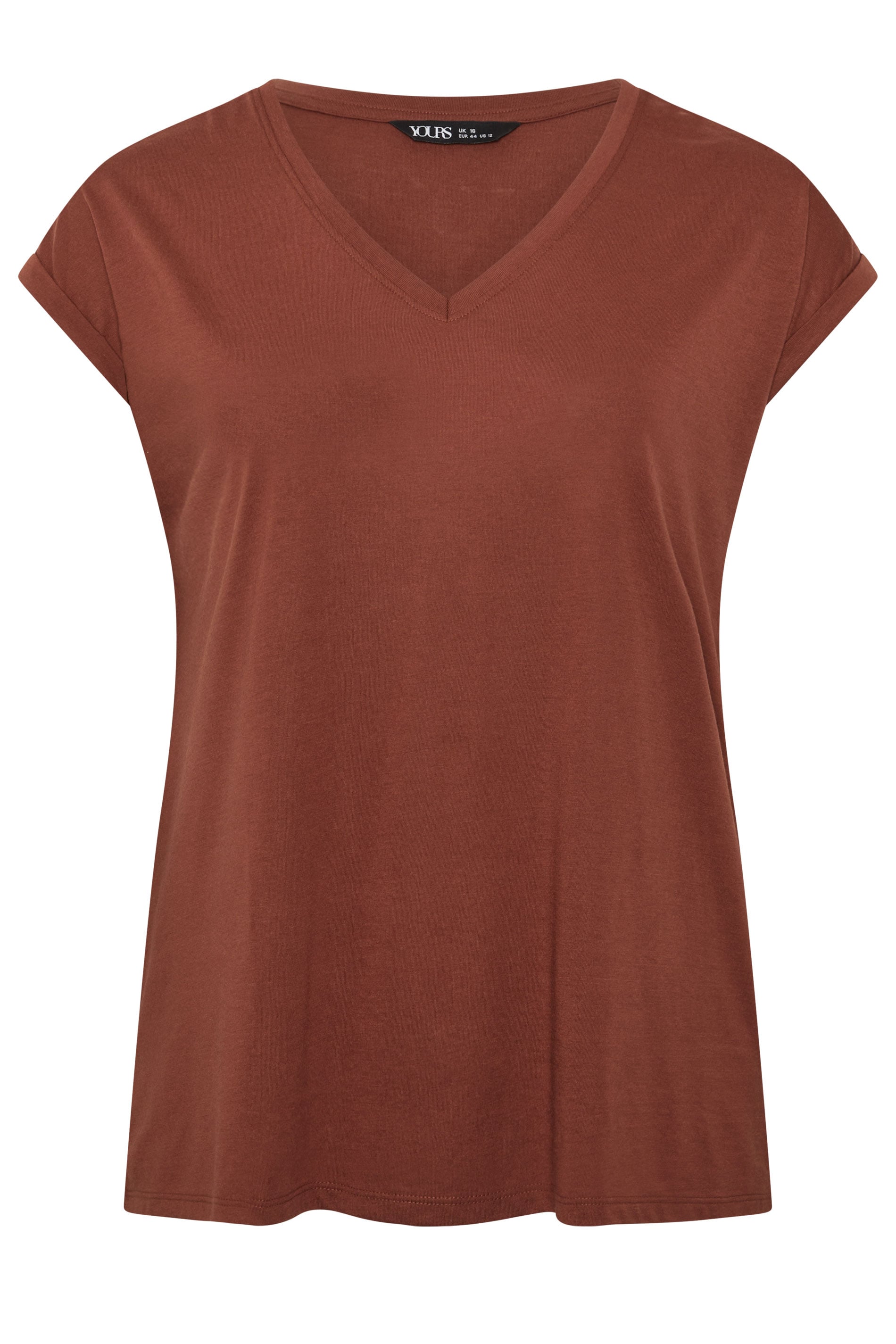 YOURS Plus Size Rust Orange V-Neck Basic T-Shirt | Yours Clothing 5