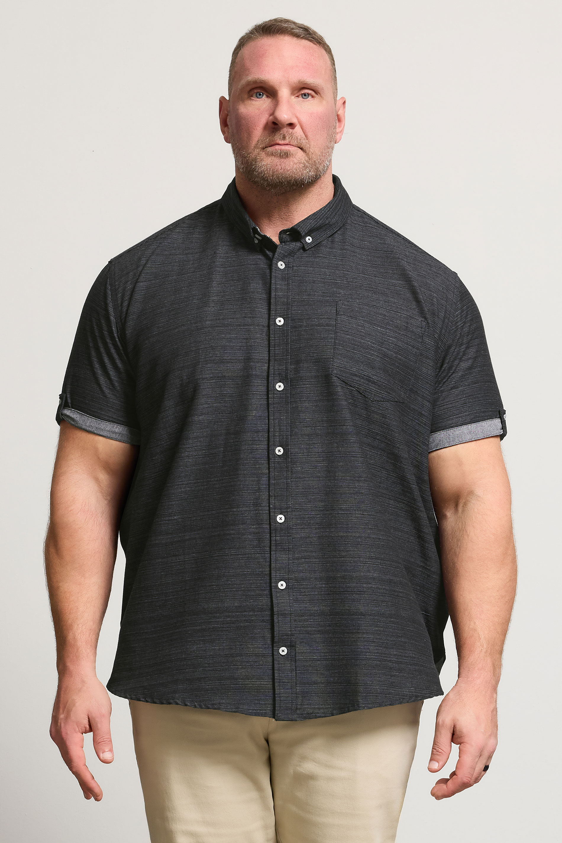 BadRhino Big & Tall Black Short Sleeve Slub Shirt | BadRhino 1