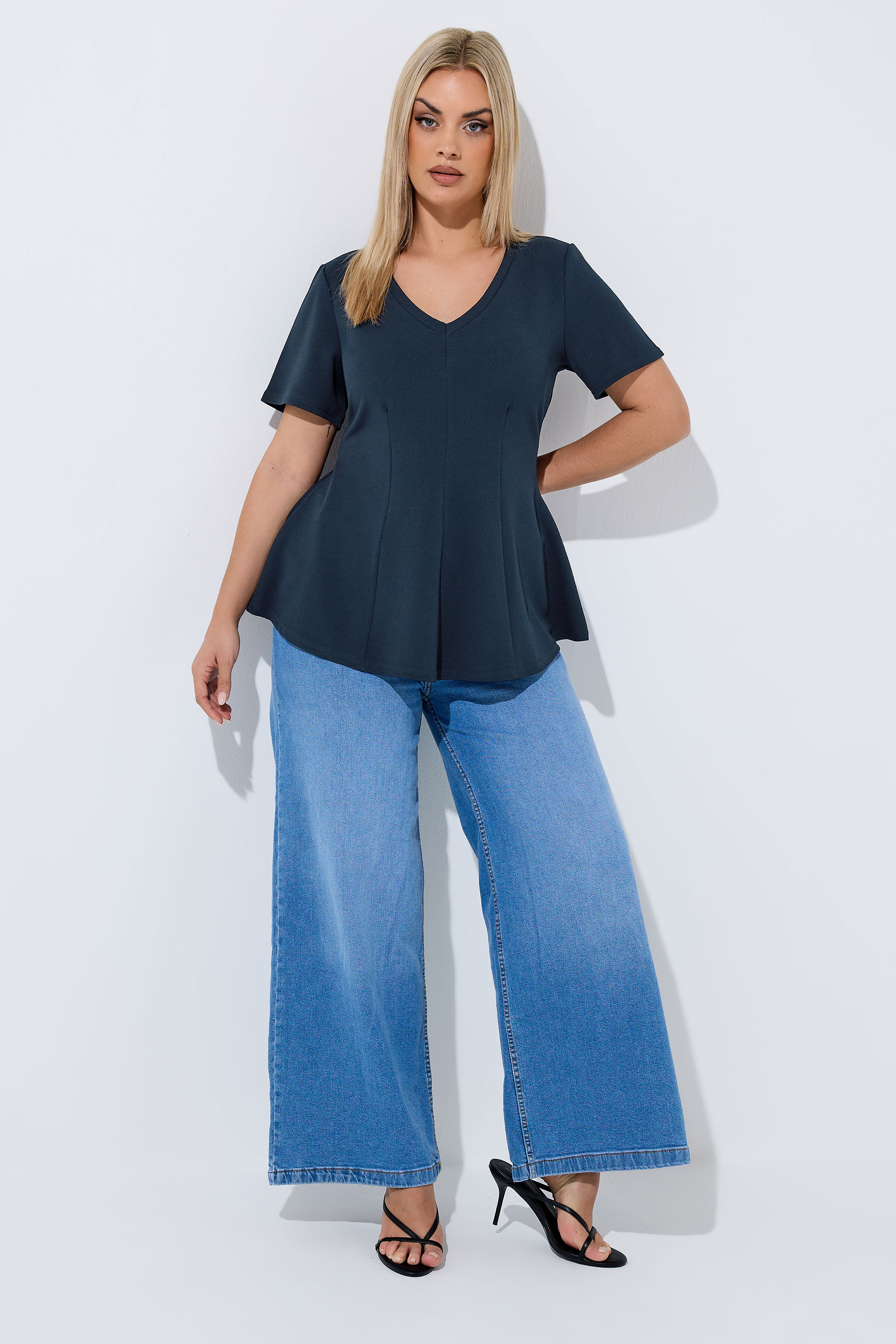 LIMITED COLLECTION Plus Size Navy Blue Corset Top | Yours Clothing 1