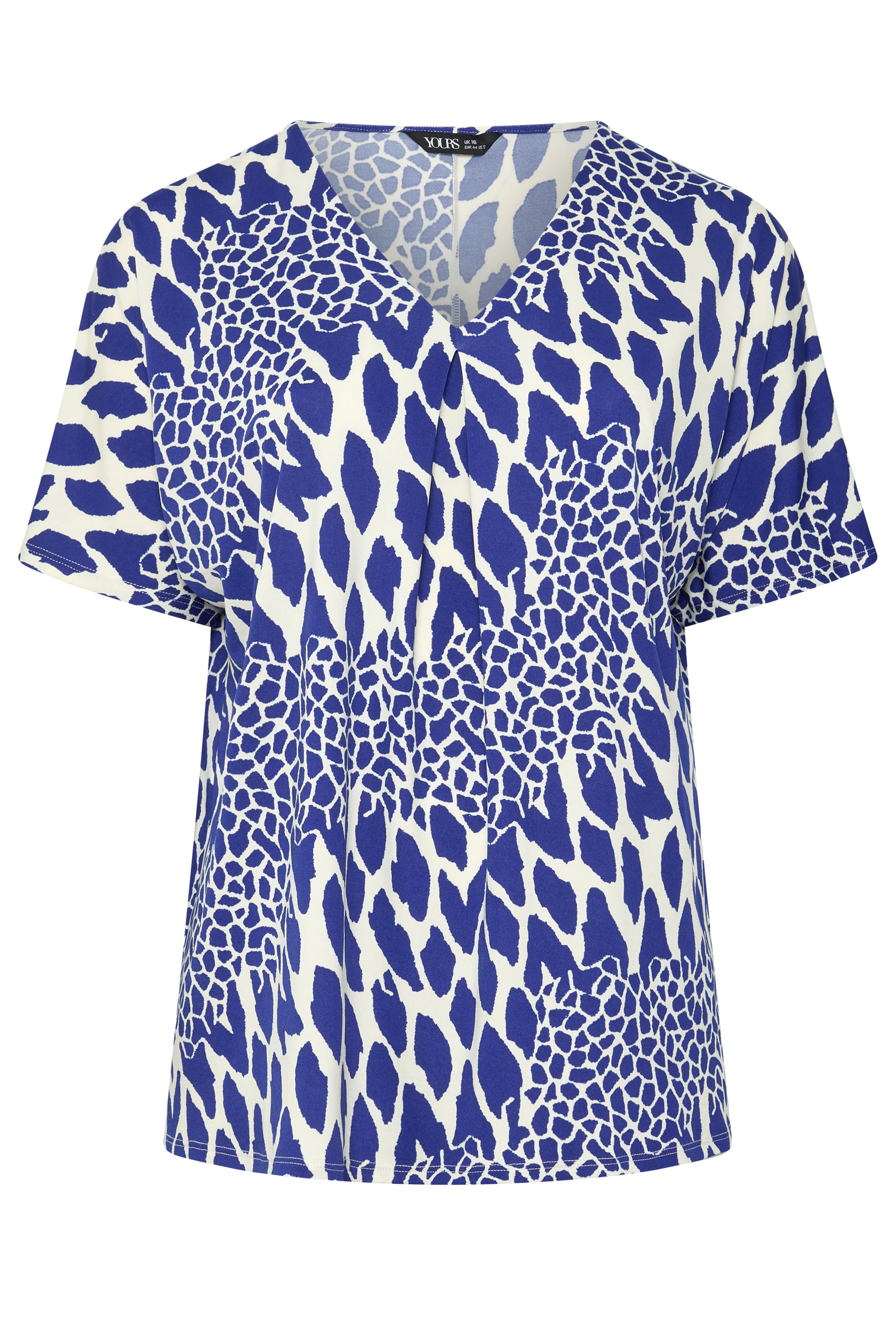 YOURS Plus Size Blue Abstract Pleat Front Top | Yours Clothing 1