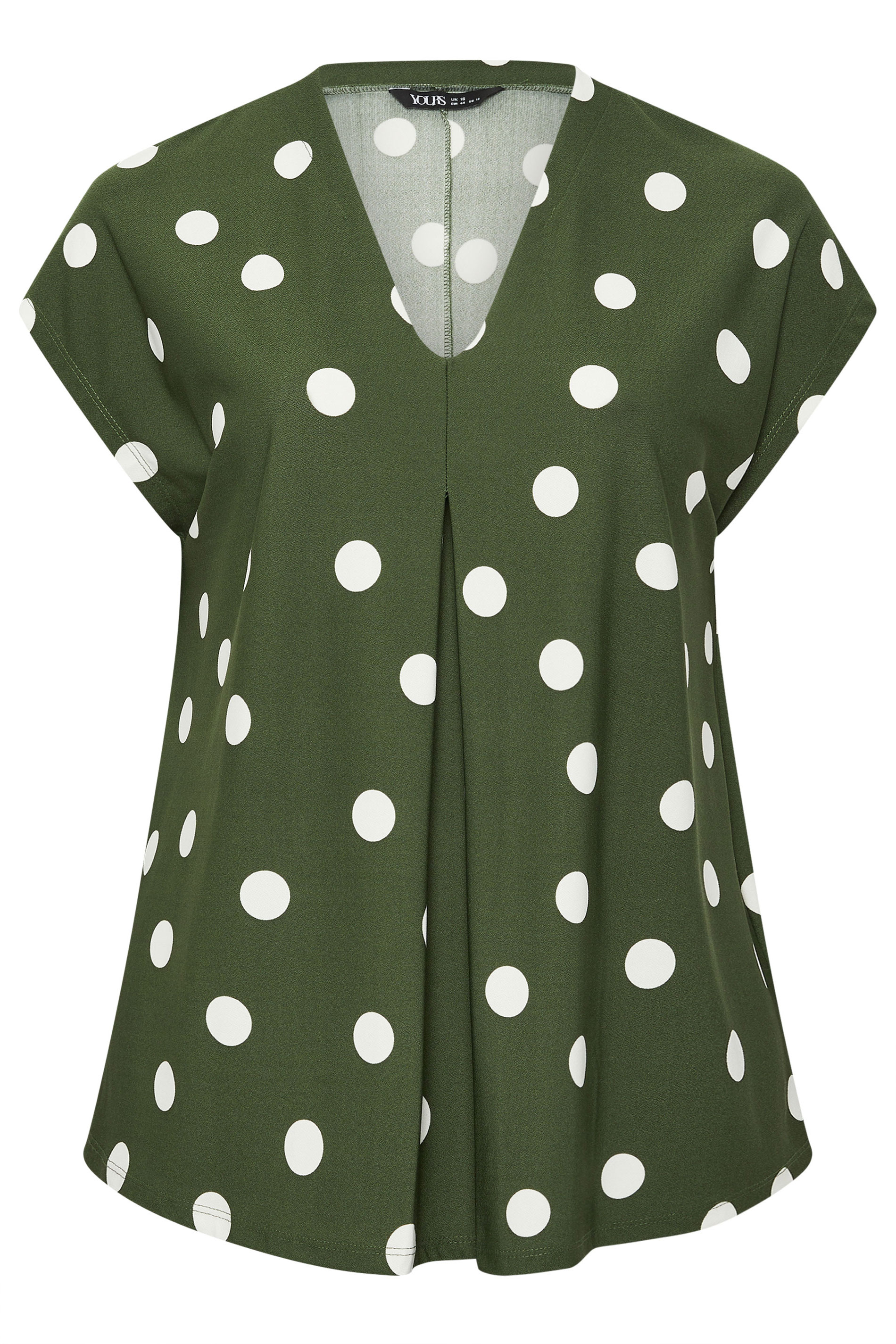 YOURS Plus Size Khaki Green Polka Dot Grown On T-Shirt | Yours Clothing 5