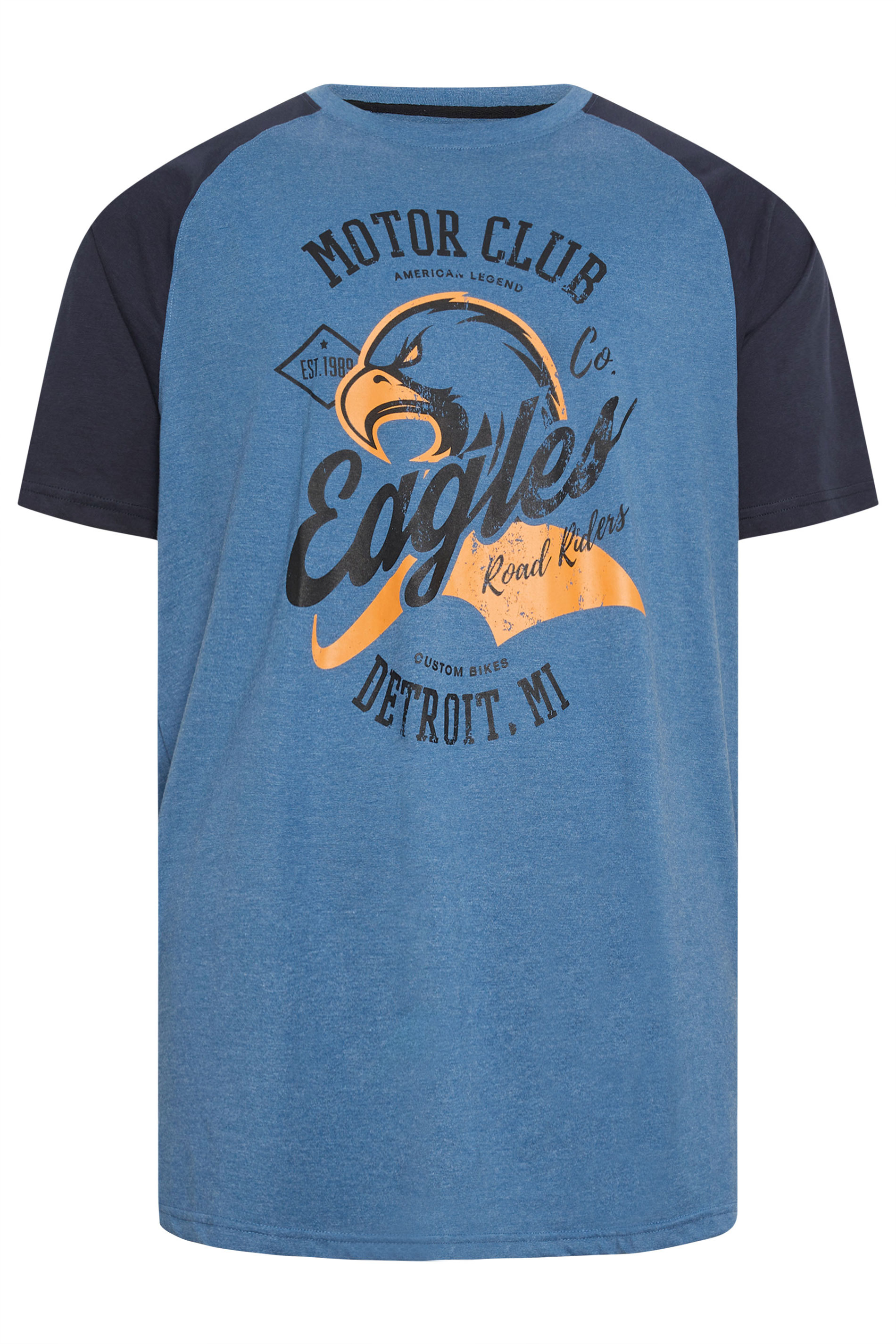 KAM Big & Tall Blue Raglan 'Eagles' Print T-Shirt | BadRhino 2