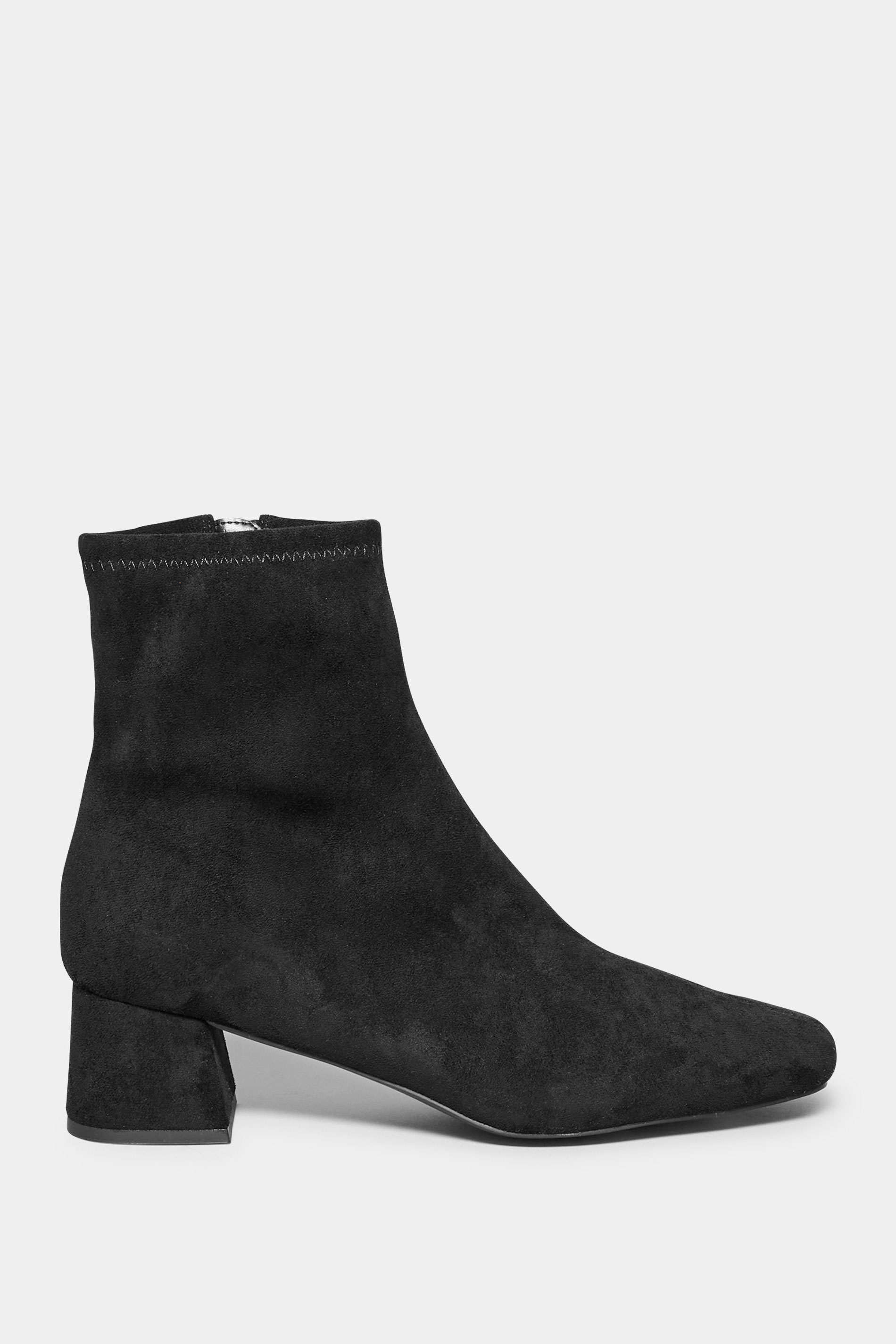 LTS Black Suede Block Heel Boots In Standard Fit | Long Tall Sally 3
