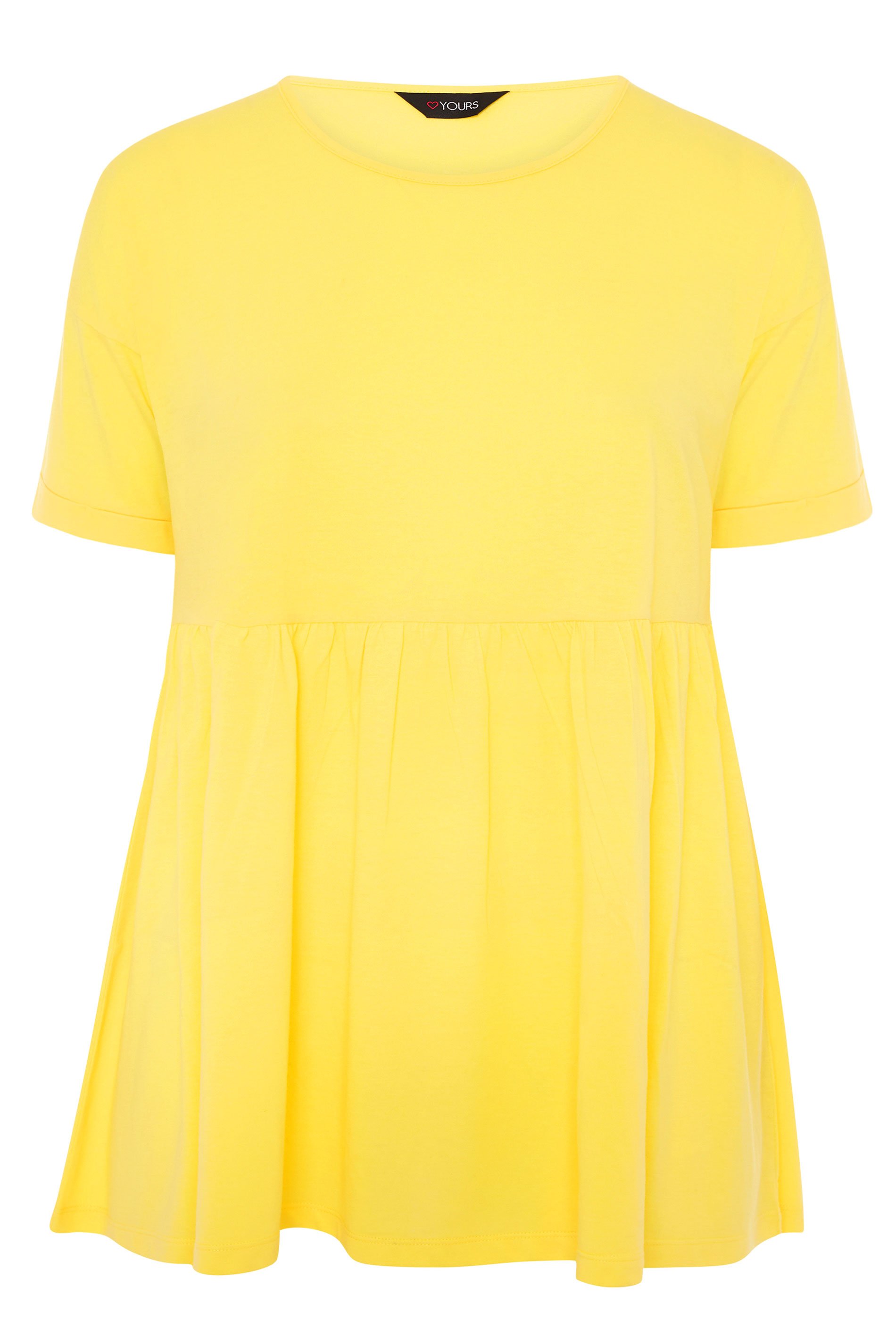 Lemon Yellow Drop Shoulder Peplum Tunic | Yours Clothing