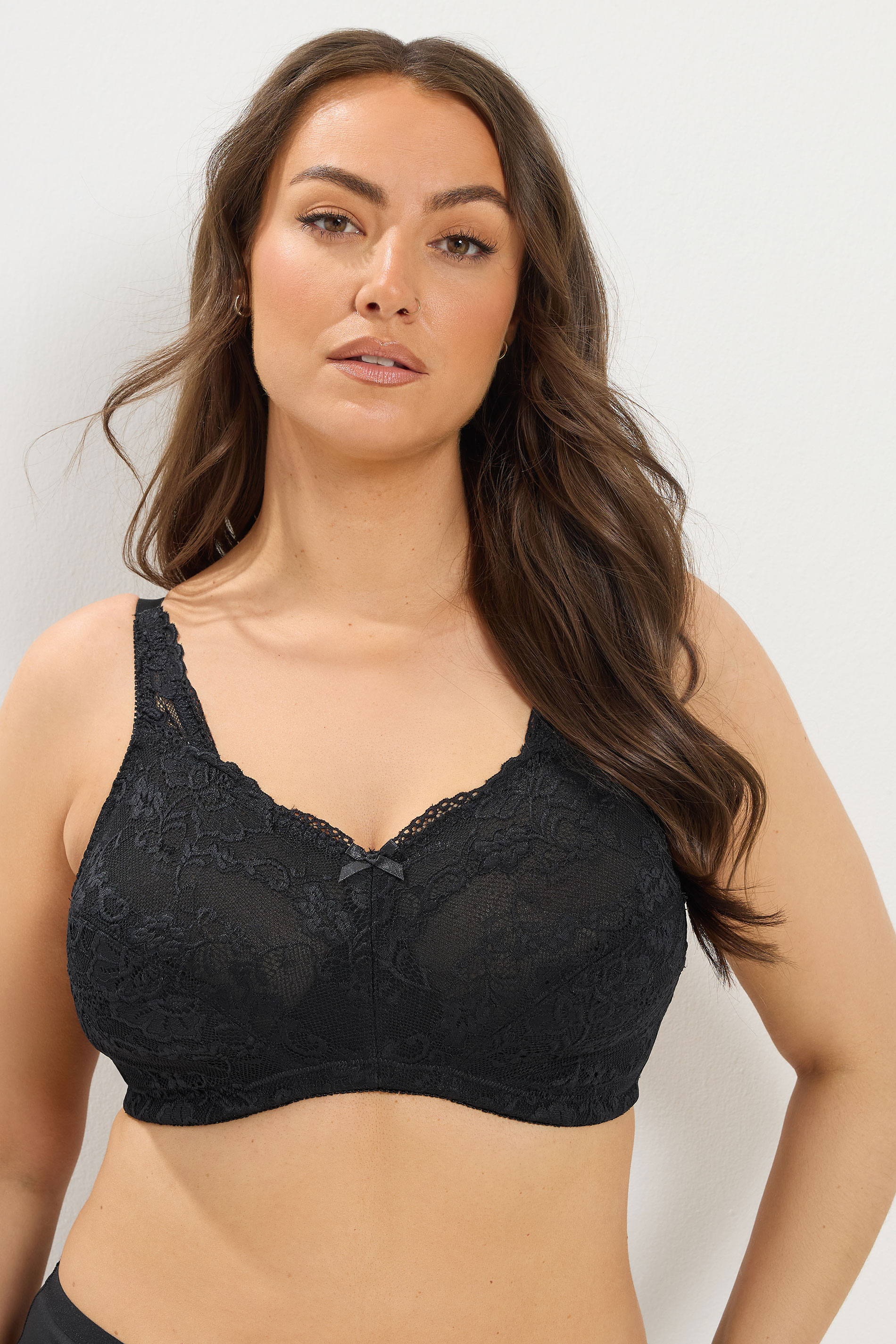 YOURS Plus Size Black Lace Non-Padded Non-Wired Full Cup Bra | Yours Clothing 3
