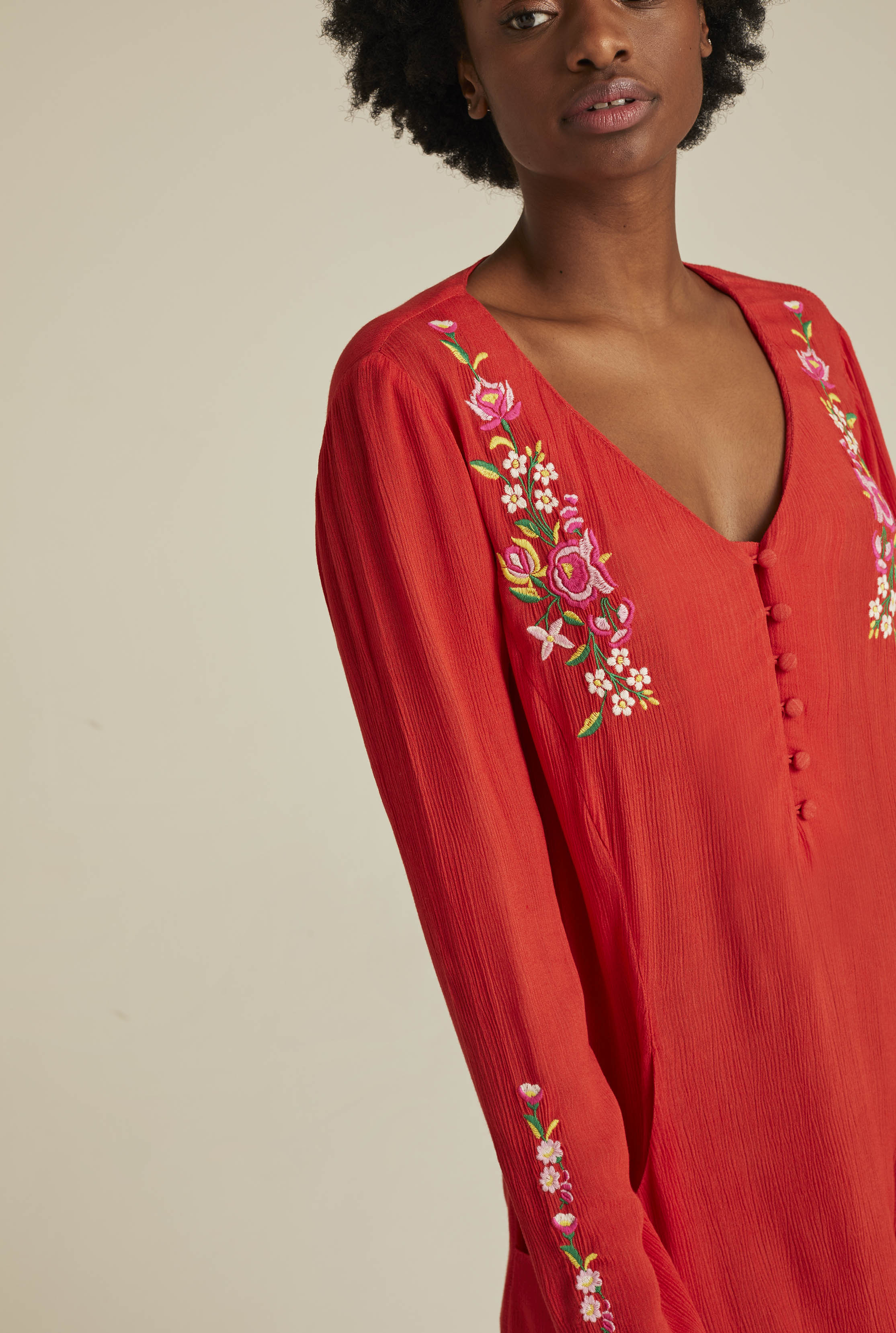 Embroidered Crinkle Tunic | Long Tall Sally