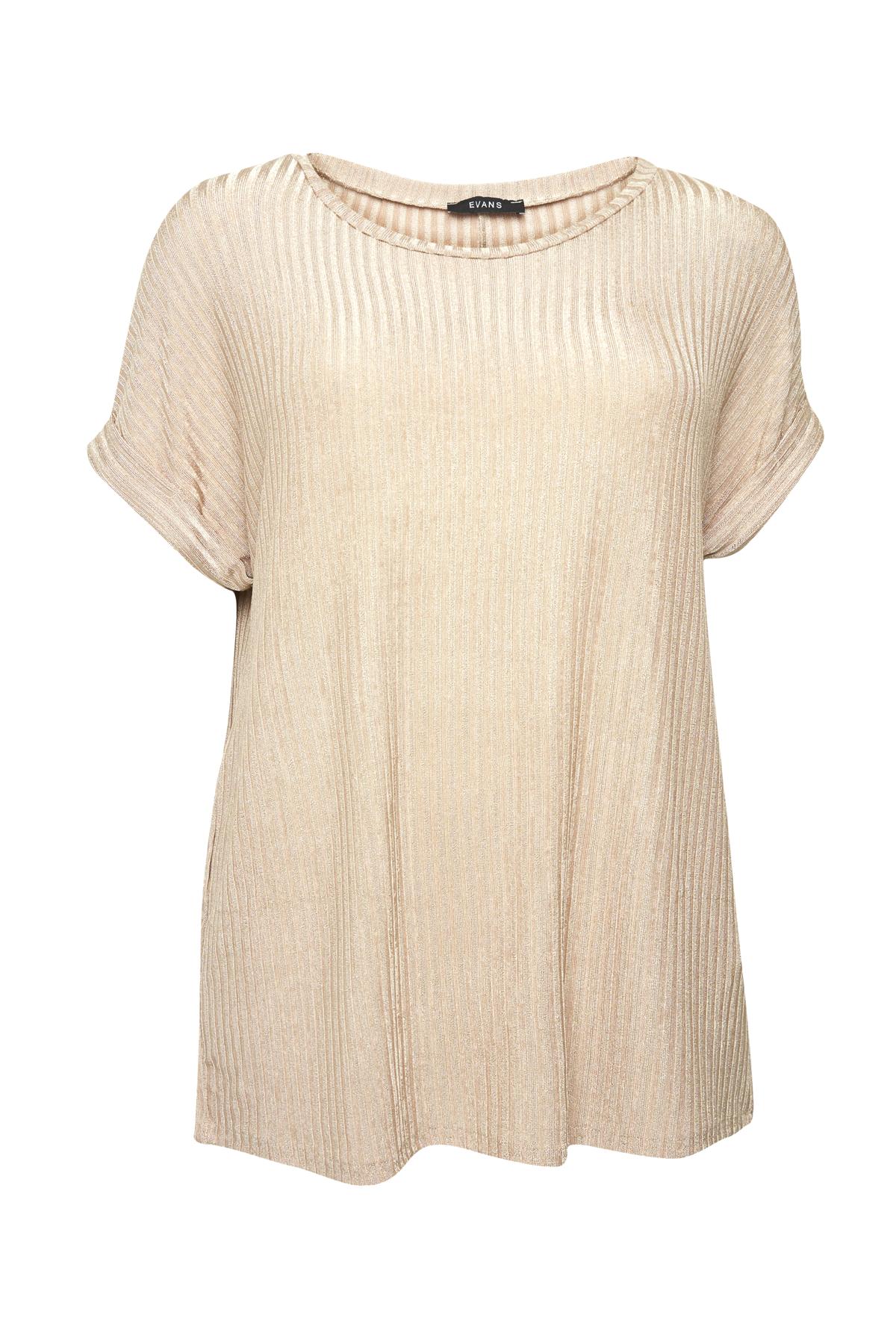 Plus Size Ribbed Sparkle Top Neutral 2